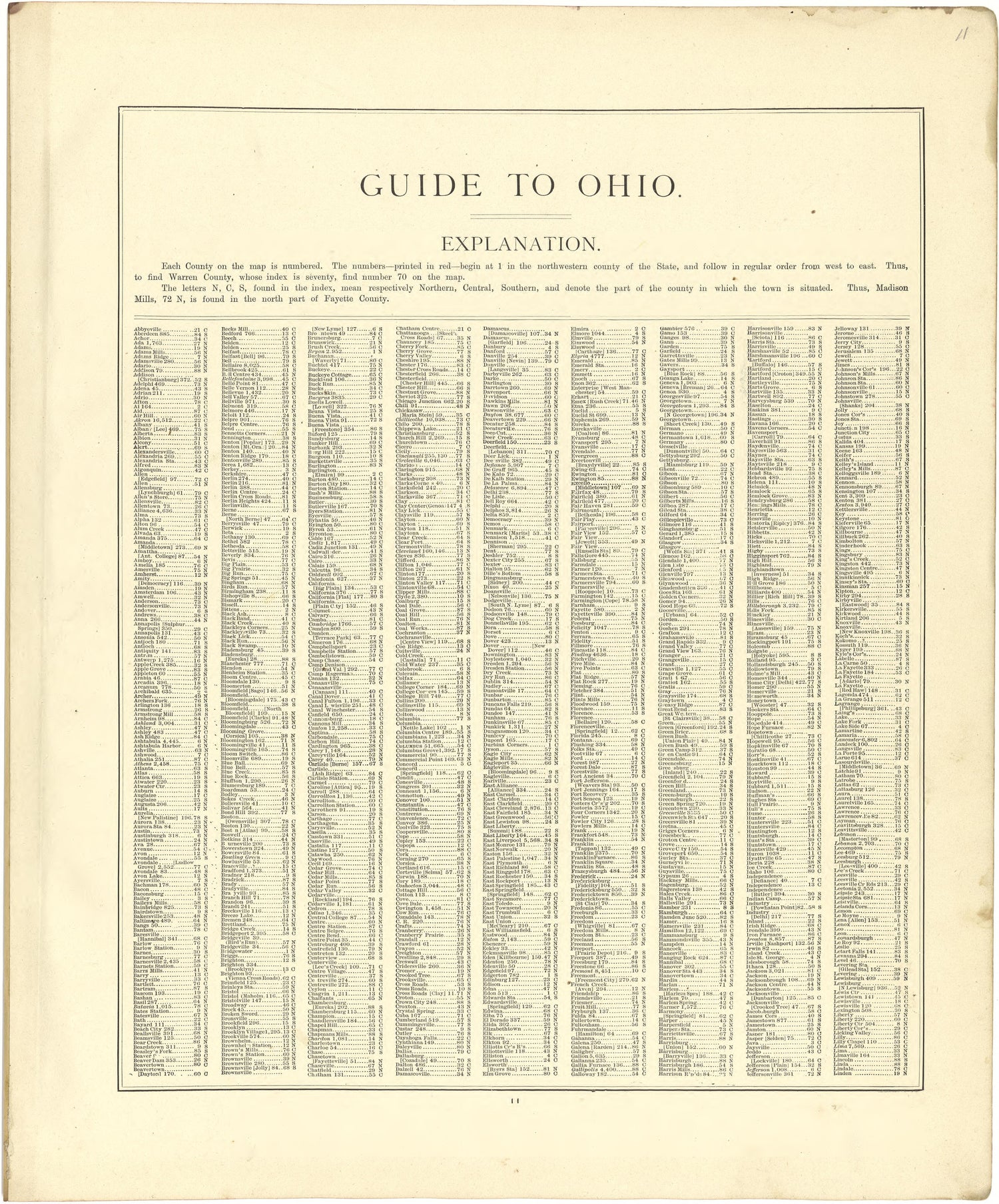 Guide to Ohio from Atlas of Genesee County, Michigan : Containing Maps of Every Township In the County, With Village and City Plats ... : from Actual Surveys and Official Records 1889 by Relic Map Company