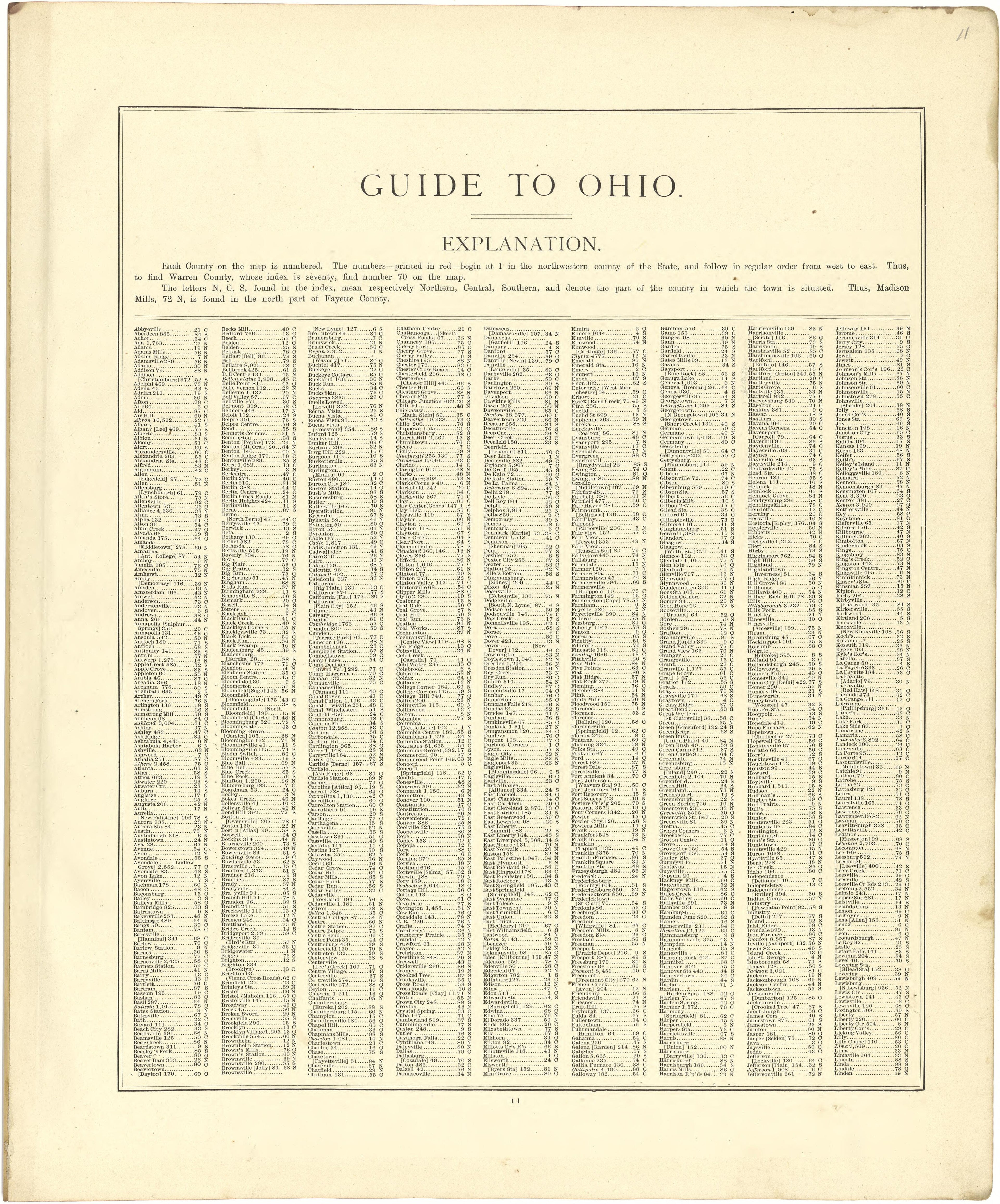 Guide to Ohio from Atlas of Genesee County, Michigan : Containing Maps of Every Township In the County, With Village and City Plats ... : from Actual Surveys and Official Records 1889 by Relic Map Company