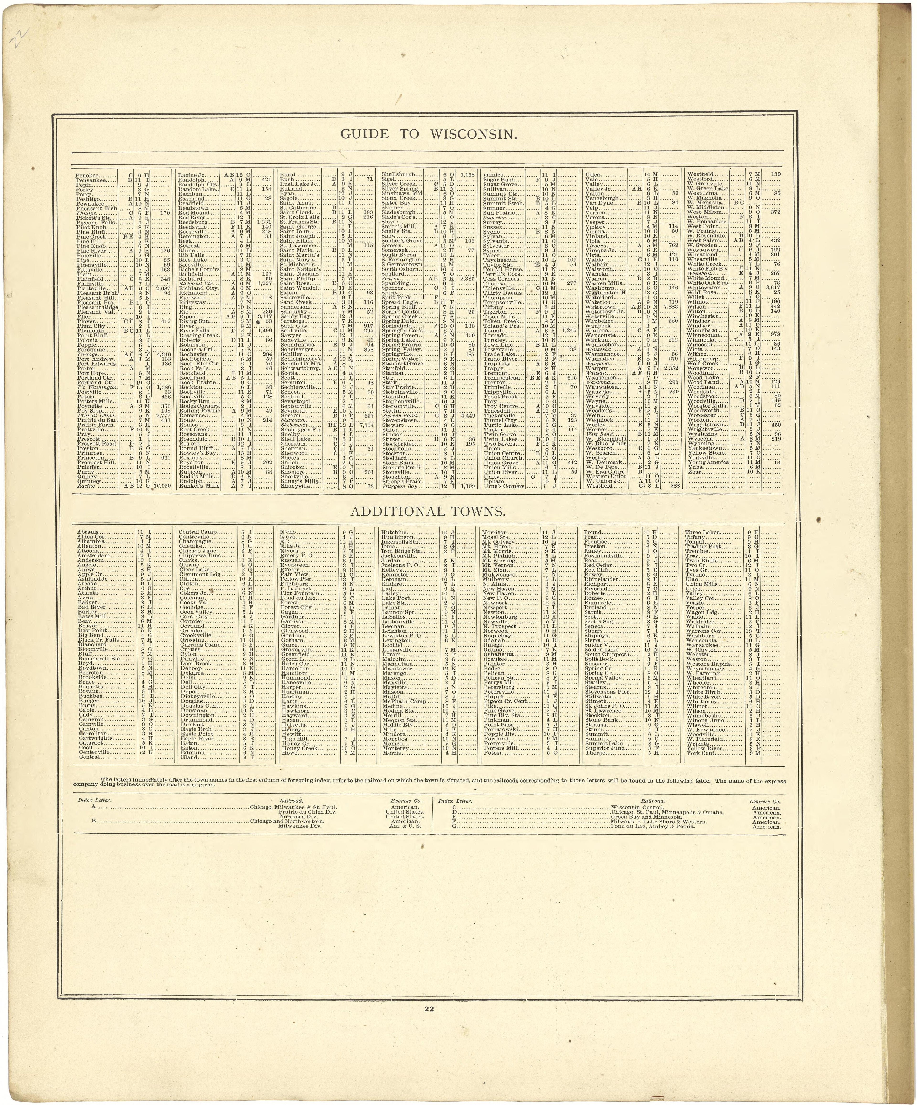 Guide to Wisconsin; Additional Towns from Atlas of Genesee County, Michigan : Containing Maps of Every Township In the County, With Village and City Plats ... : from Actual Surveys and Official Records 1889 by Relic Map Company