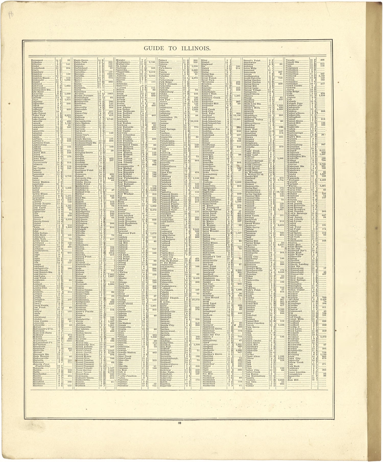 Guide to Illinois from Atlas of Genesee County, Michigan : Containing Maps of Every Township In the County, With Village and City Plats ... : from Actual Surveys and Official Records 1889 by Relic Map Company