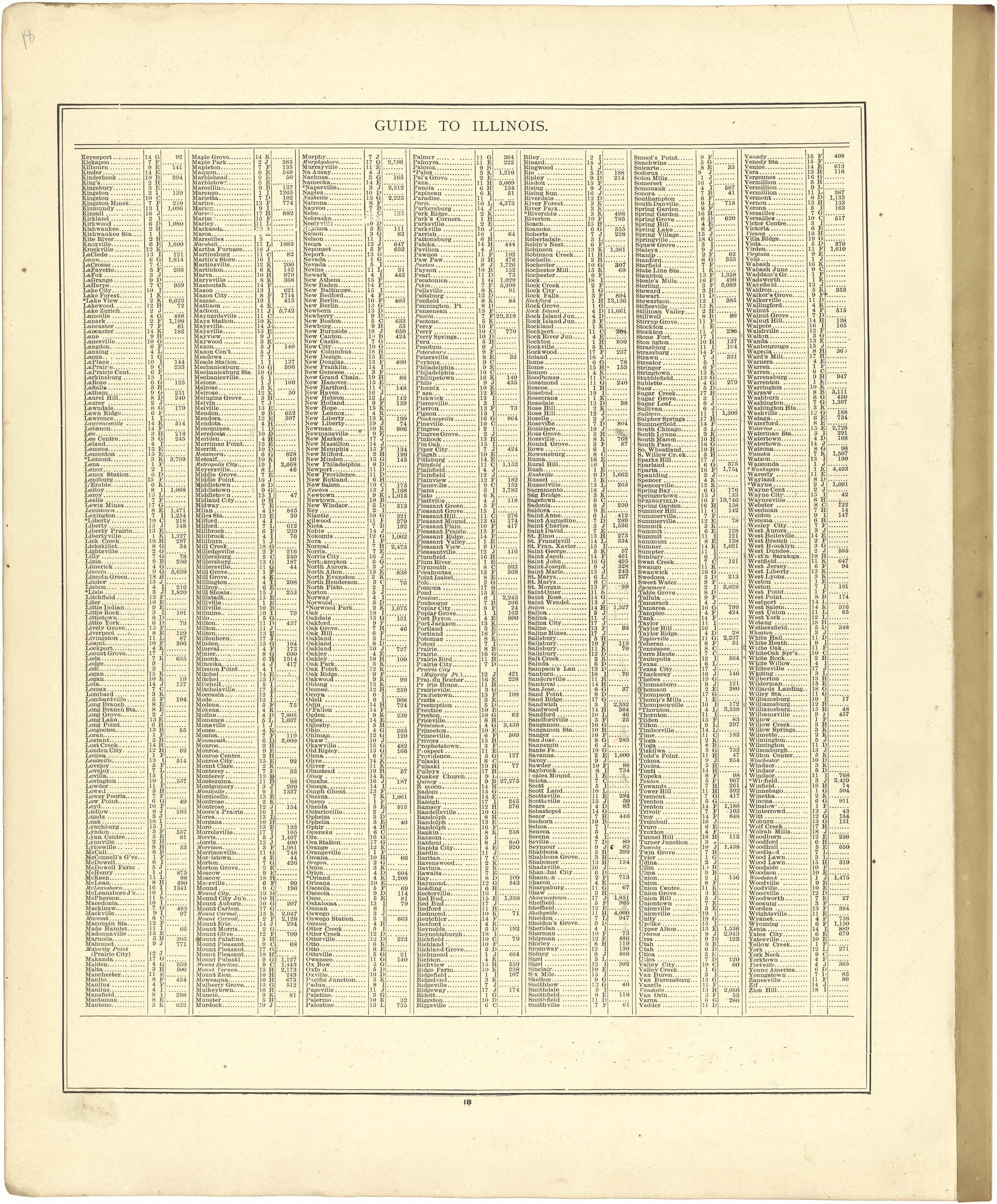Guide to Illinois from Atlas of Genesee County, Michigan : Containing Maps of Every Township In the County, With Village and City Plats ... : from Actual Surveys and Official Records 1889 by Relic Map Company
