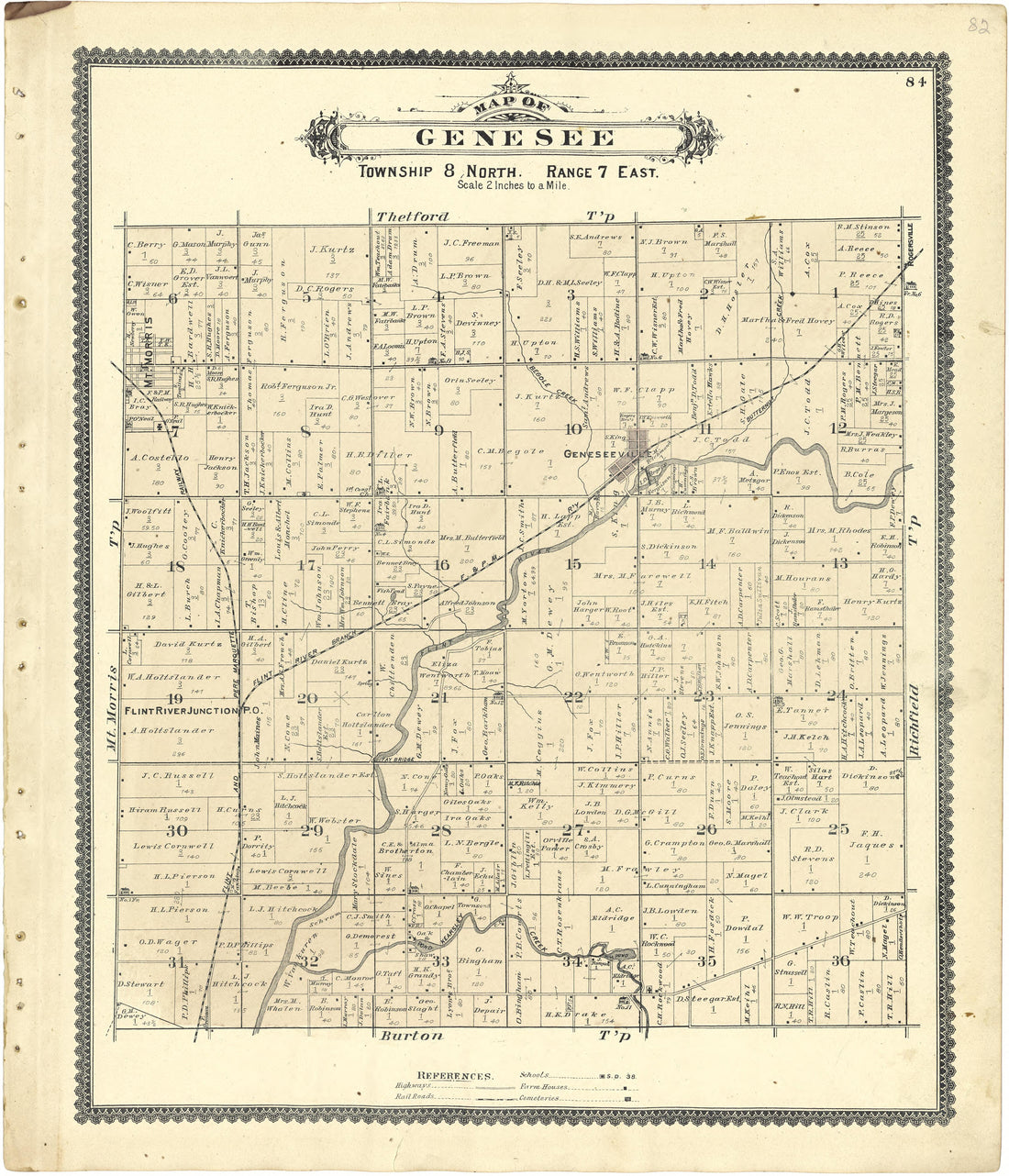 Map of Genesee from Atlas of Genesee County, Michigan : Containing Maps of Every Township In the County, With Village and City Plats ... : from Actual Surveys and Official Records 1889 by Relic Map Company