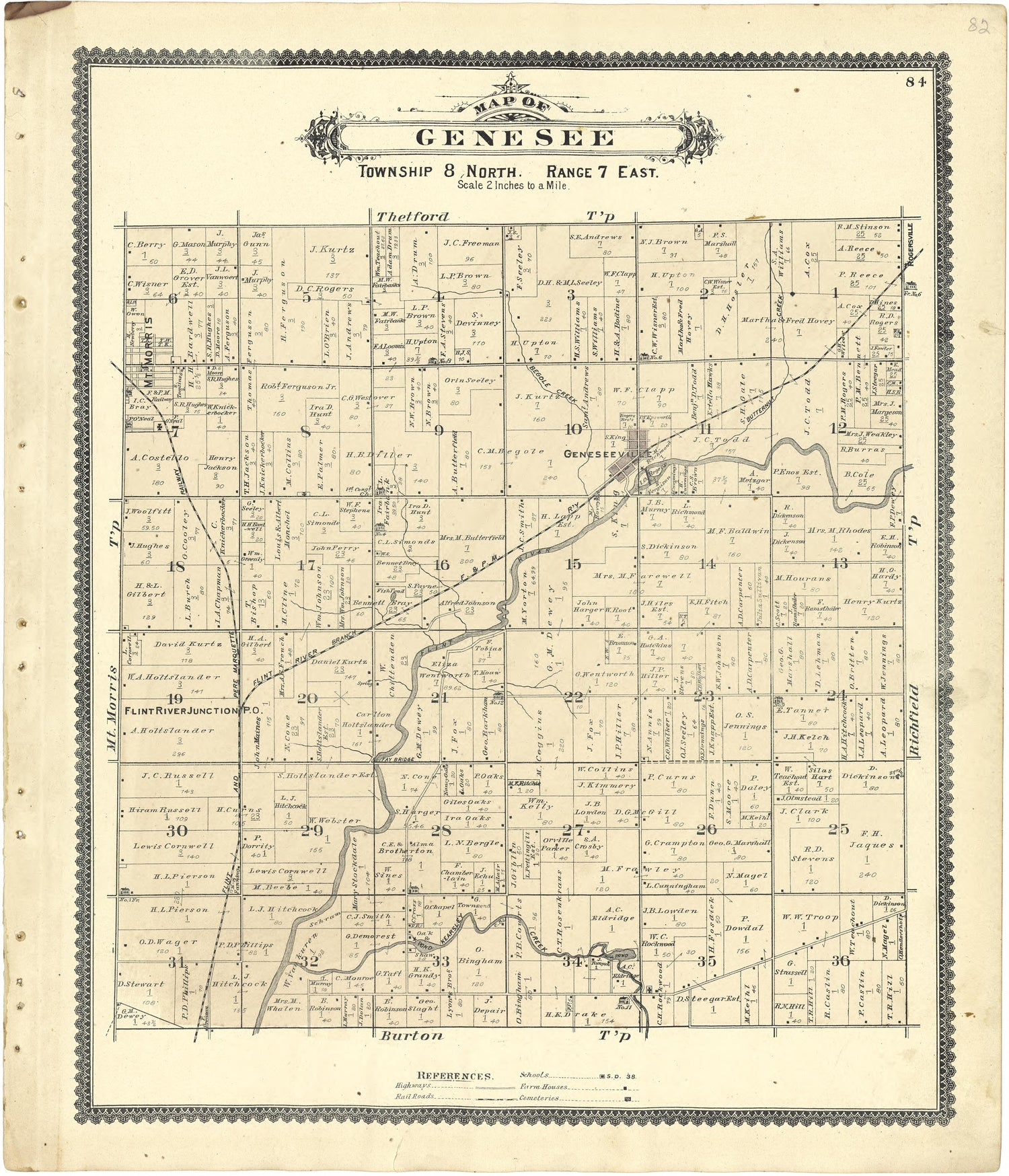 Map of Genesee from Atlas of Genesee County, Michigan : Containing Maps of Every Township In the County, With Village and City Plats ... : from Actual Surveys and Official Records 1889 by Relic Map Company