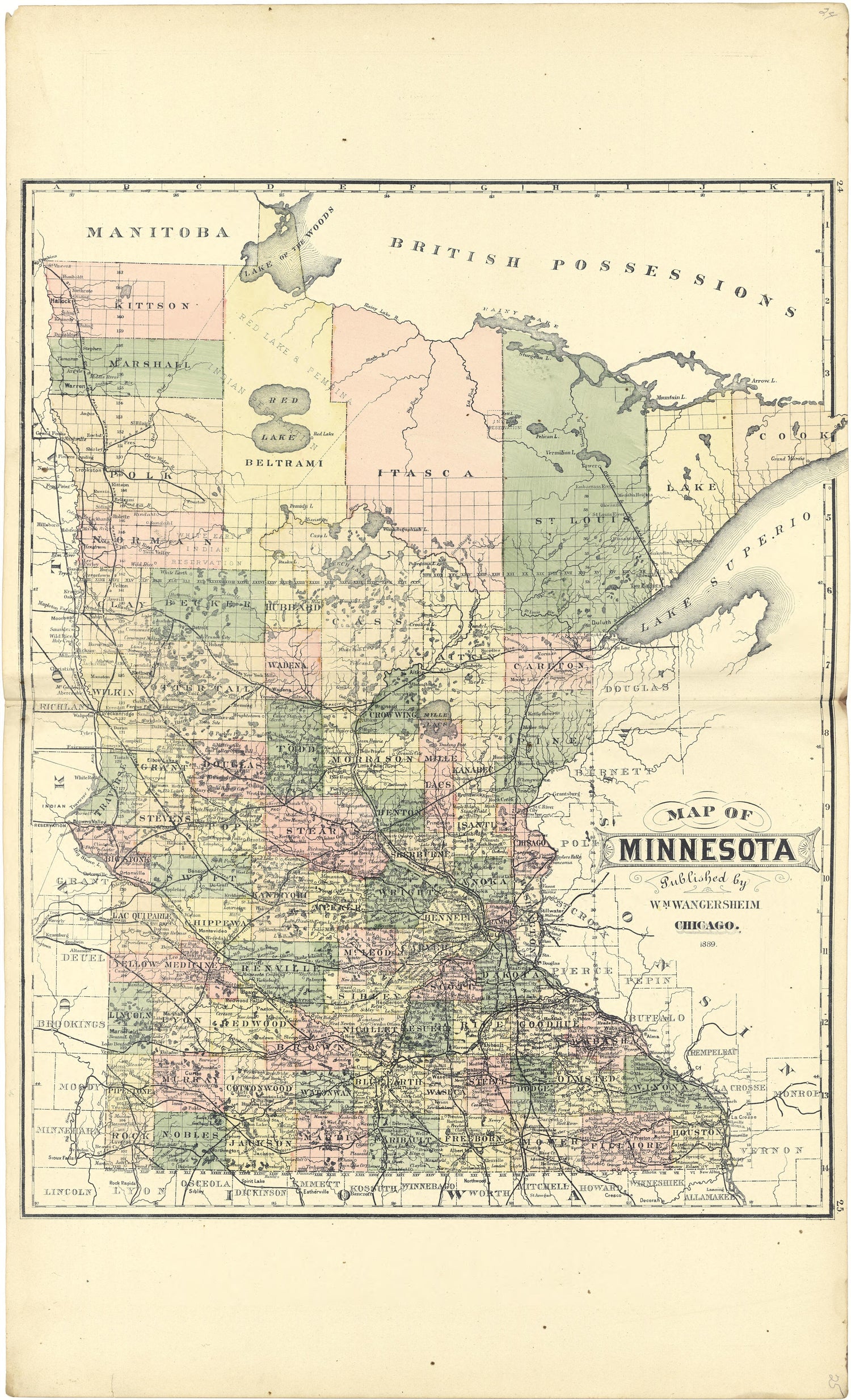 Map of Minnesota from Atlas of Genesee County, Michigan : Containing Maps of Every Township In the County, With Village and City Plats ... : from Actual Surveys and Official Records 1889 by Relic Map Company