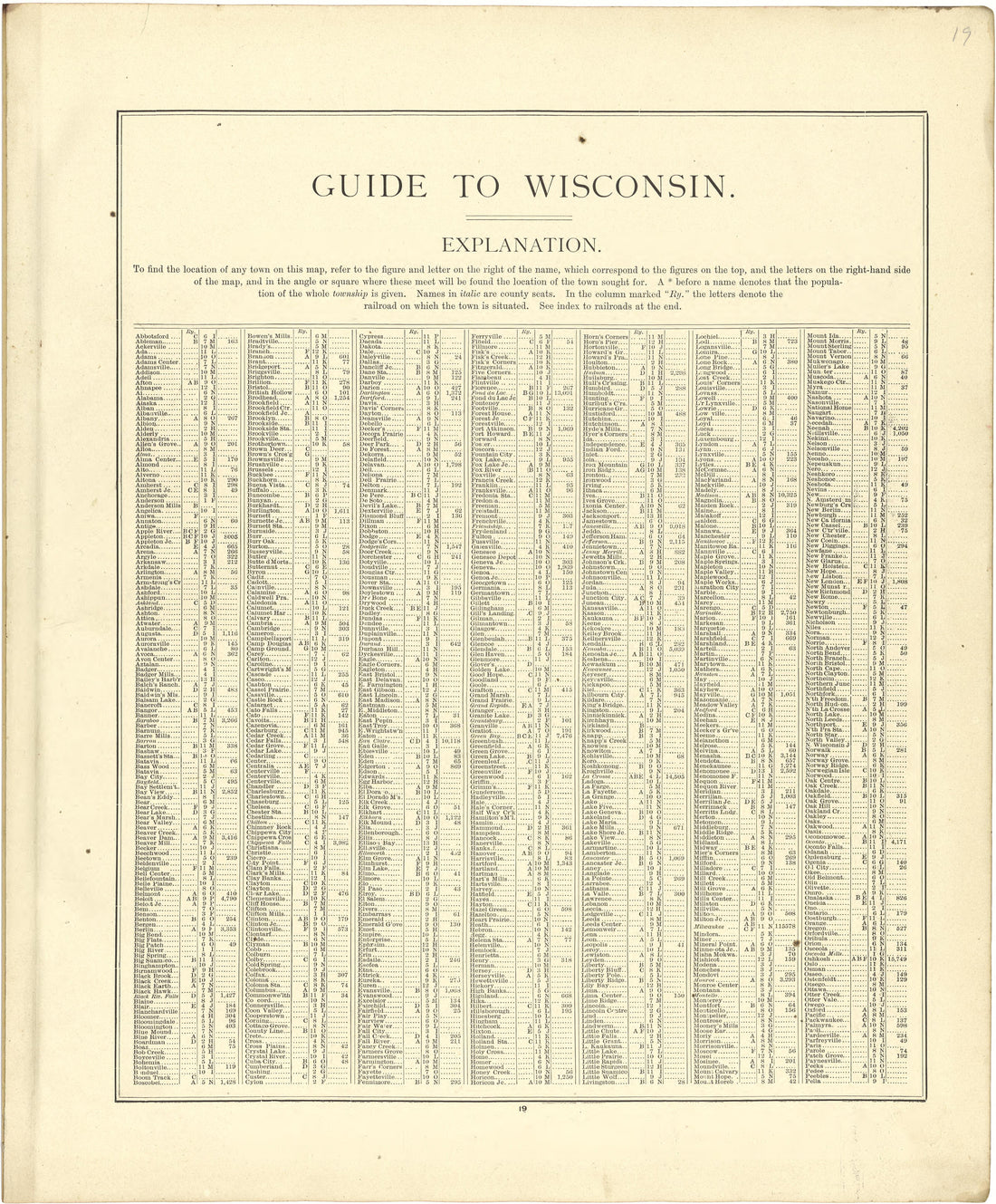 Guide to Wisconsin from Atlas of Genesee County, Michigan : Containing Maps of Every Township In the County, With Village and City Plats ... : from Actual Surveys and Official Records 1889 by Relic Map Company