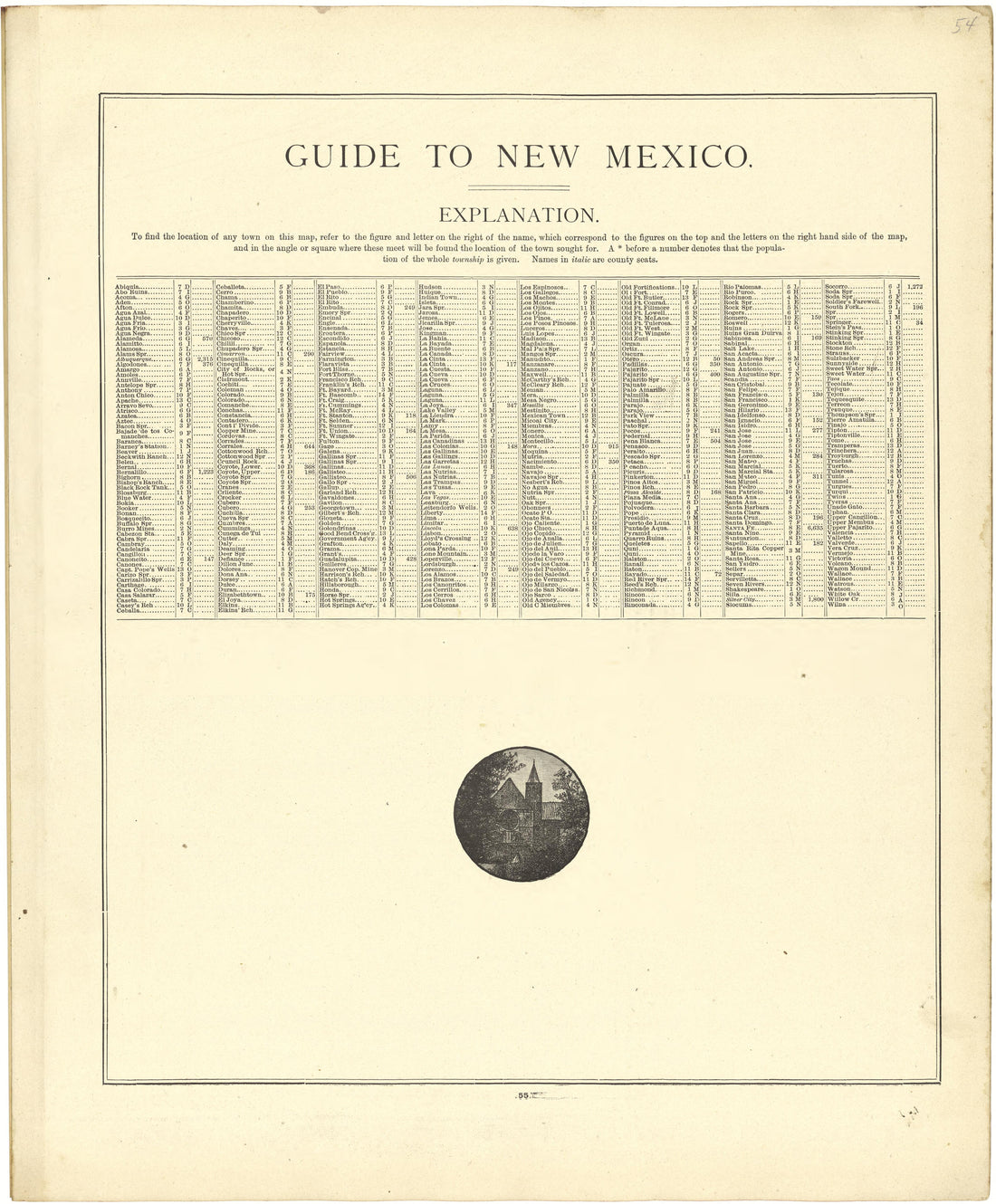 Guide to New Mexico from Atlas of Genesee County, Michigan : Containing Maps of Every Township In the County, With Village and City Plats ... : from Actual Surveys and Official Records 1889 by Relic Map Company