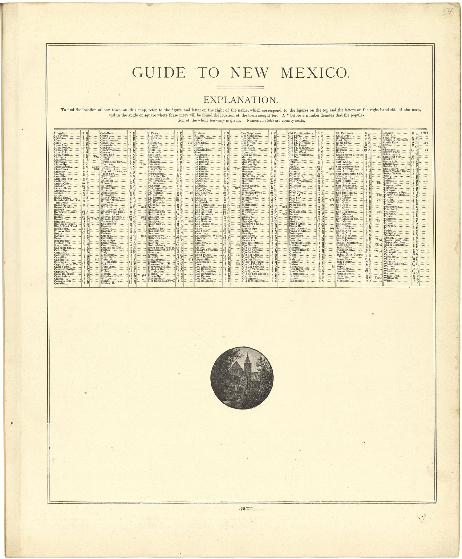 Guide to New Mexico from Atlas of Genesee County, Michigan : Containing Maps of Every Township In the County, With Village and City Plats ... : from Actual Surveys and Official Records 1889 by Relic Map Company