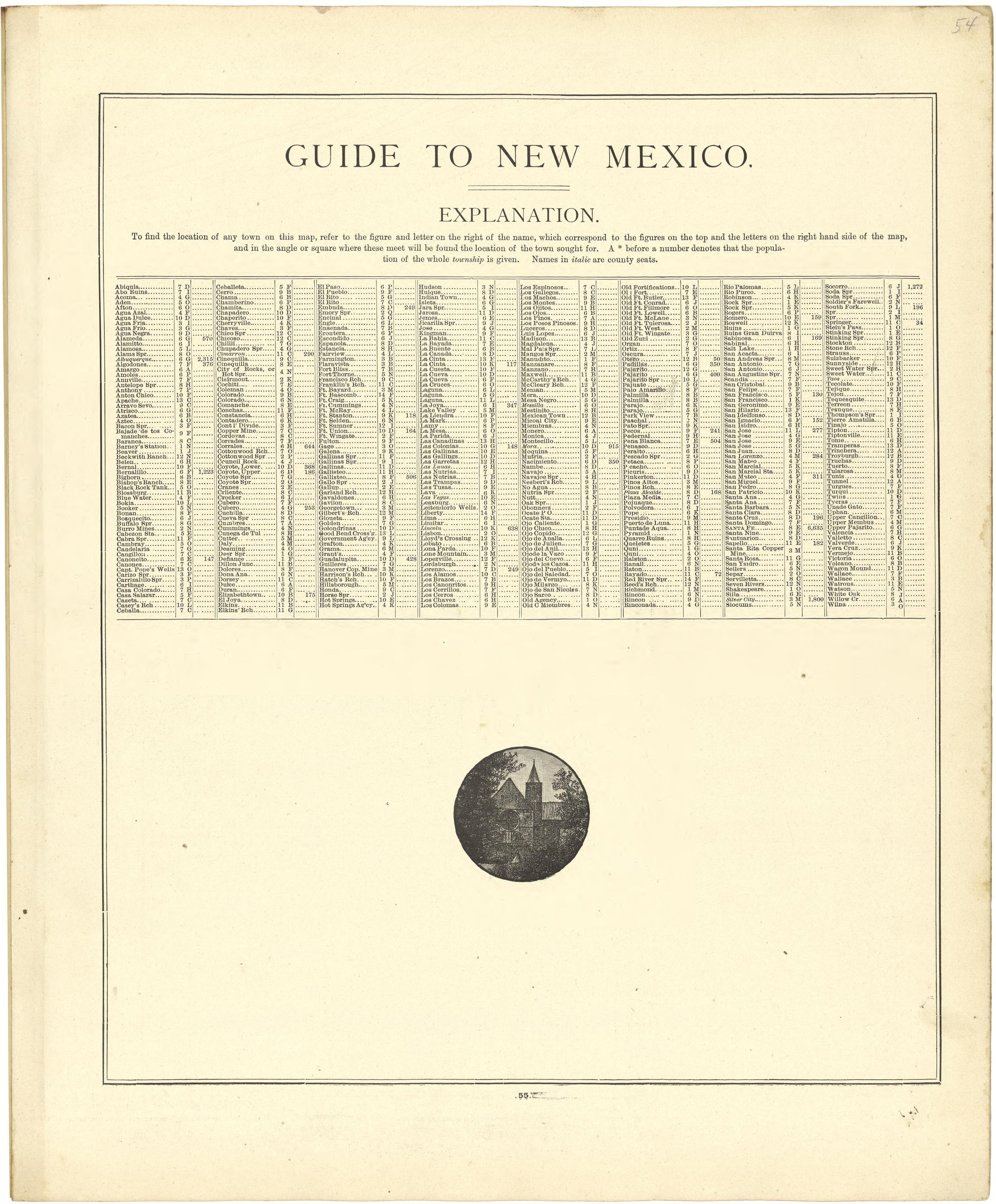 Guide to New Mexico from Atlas of Genesee County, Michigan : Containing Maps of Every Township In the County, With Village and City Plats ... : from Actual Surveys and Official Records 1889 by Relic Map Company