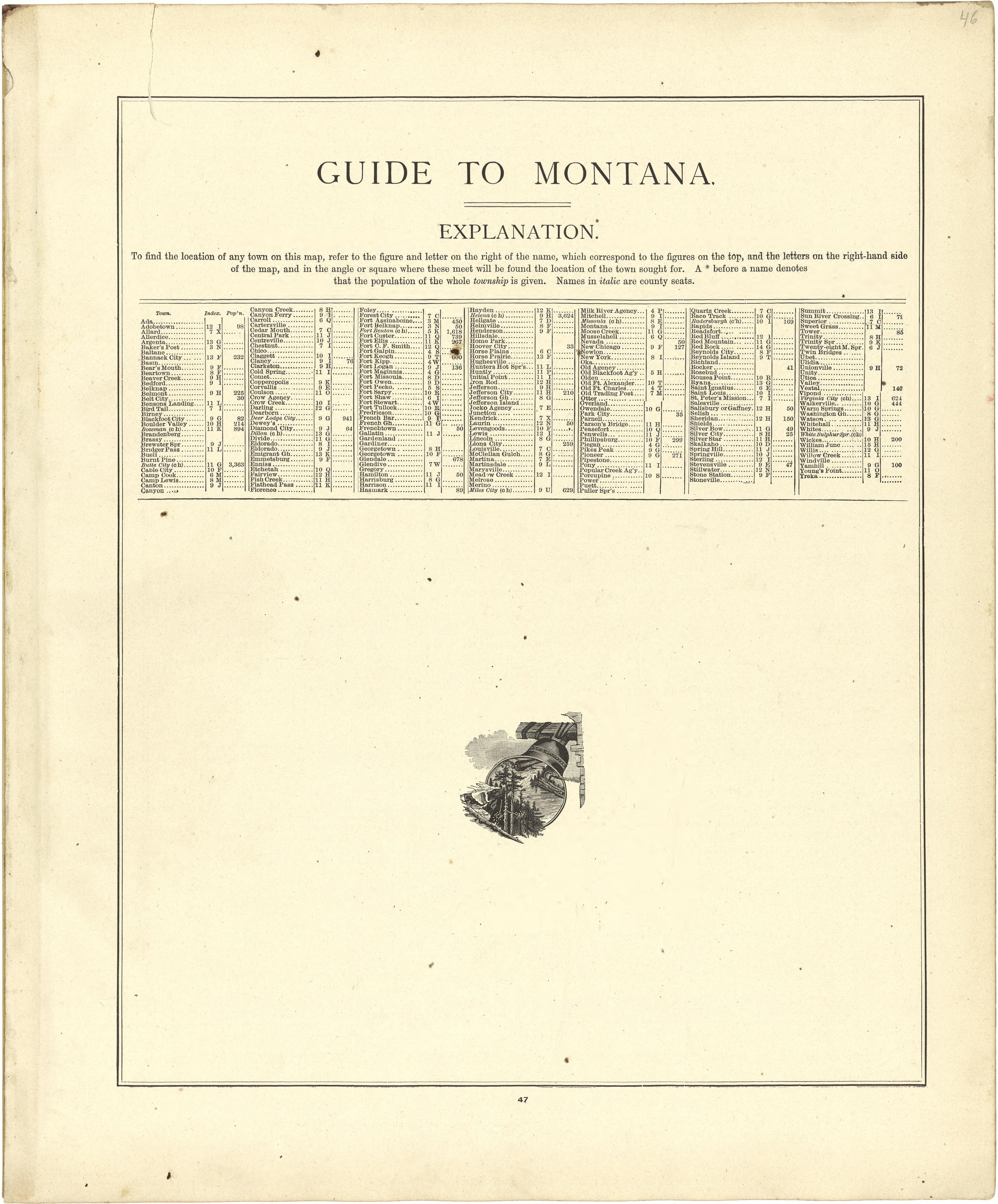 Guide to Montana from Atlas of Genesee County, Michigan : Containing Maps of Every Township In the County, With Village and City Plats ... : from Actual Surveys and Official Records 1889 by Relic Map Company