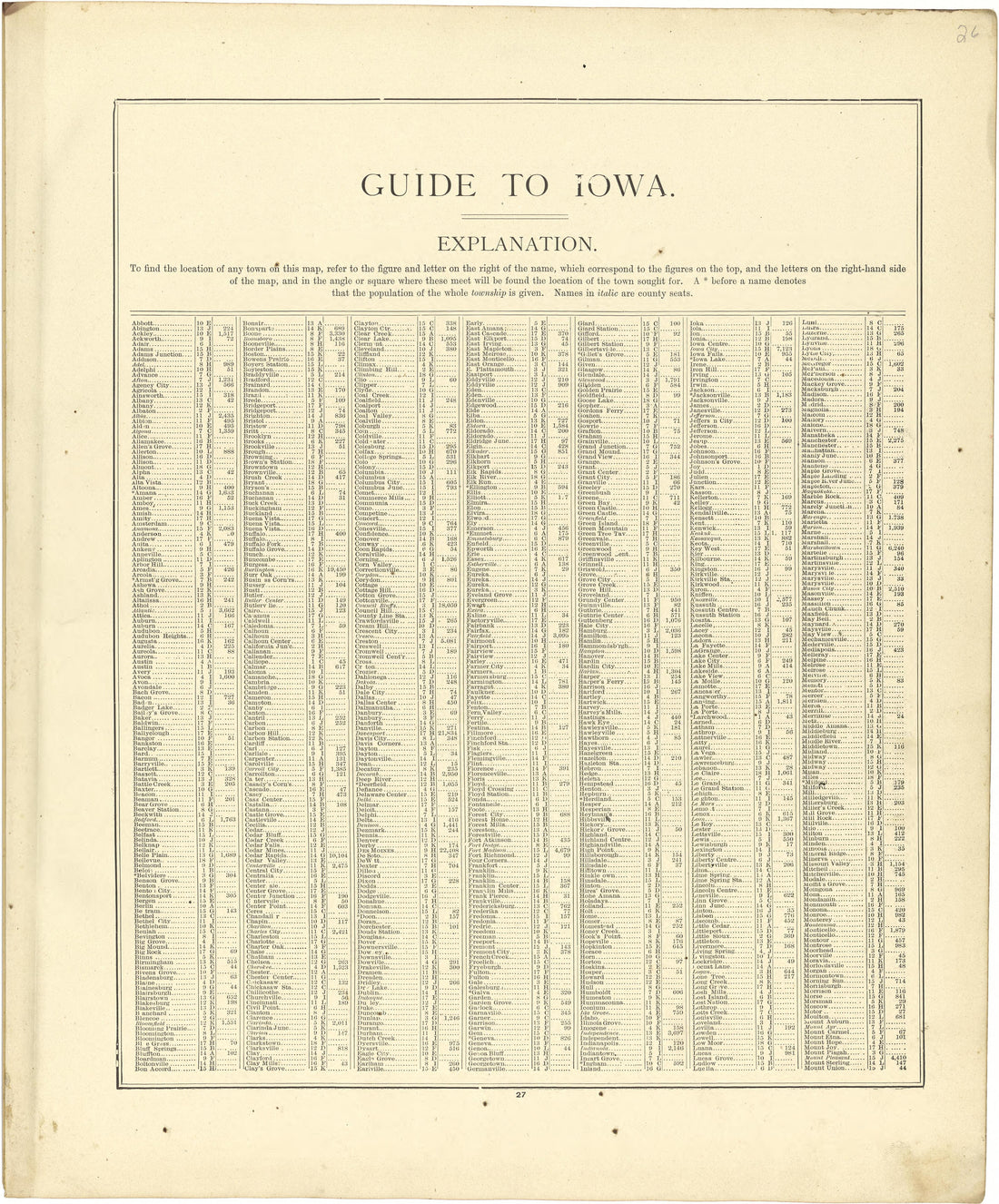 Guide to Iowa from Atlas of Genesee County, Michigan : Containing Maps of Every Township In the County, With Village and City Plats ... : from Actual Surveys and Official Records 1889 by Relic Map Company