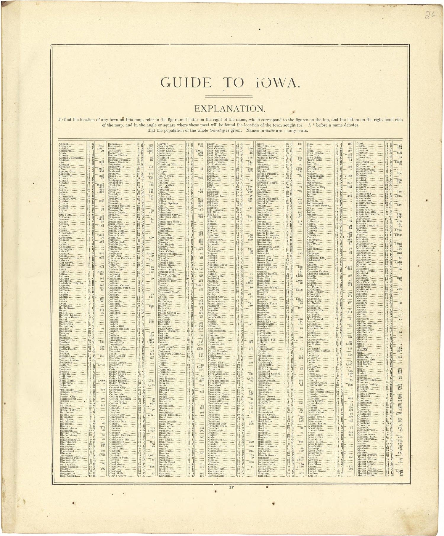 Guide to Iowa from Atlas of Genesee County, Michigan : Containing Maps of Every Township In the County, With Village and City Plats ... : from Actual Surveys and Official Records 1889 by Relic Map Company