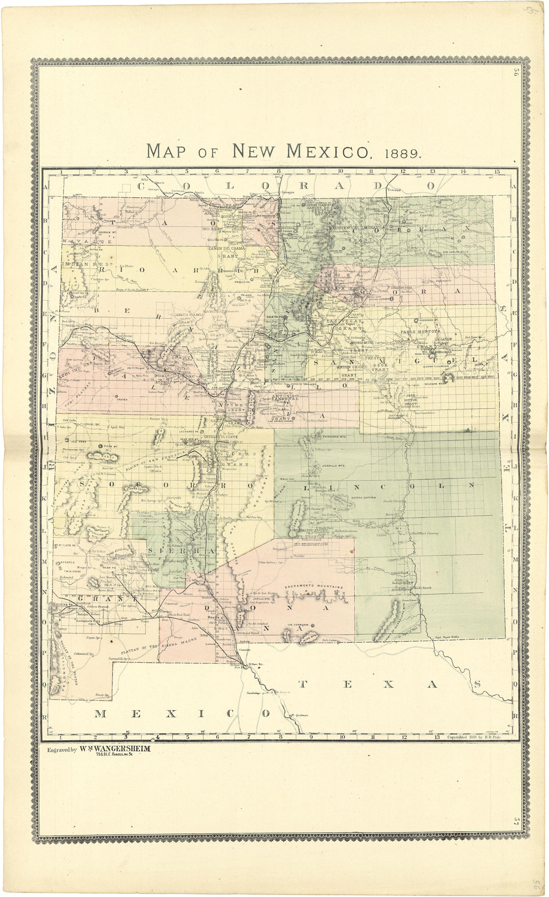 Map of New Mexico 1889 from Atlas of Genesee County, Michigan : Containing Maps of Every Township In the County, With Village and City Plats ... : from Actual Surveys and Official Records by Relic Map Company