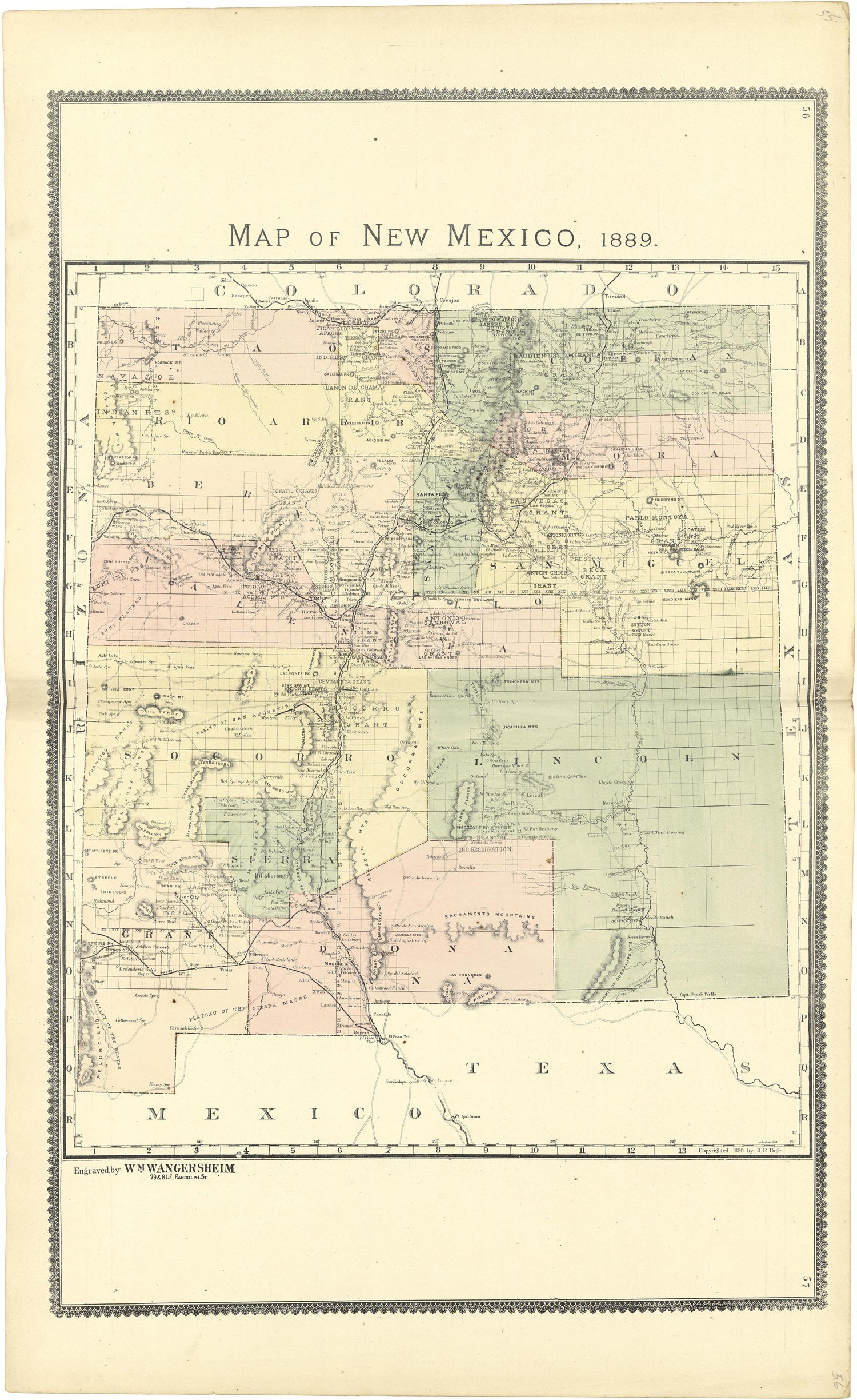 Map of New Mexico 1889 from Atlas of Genesee County, Michigan : Containing Maps of Every Township In the County, With Village and City Plats ... : from Actual Surveys and Official Records by Relic Map Company