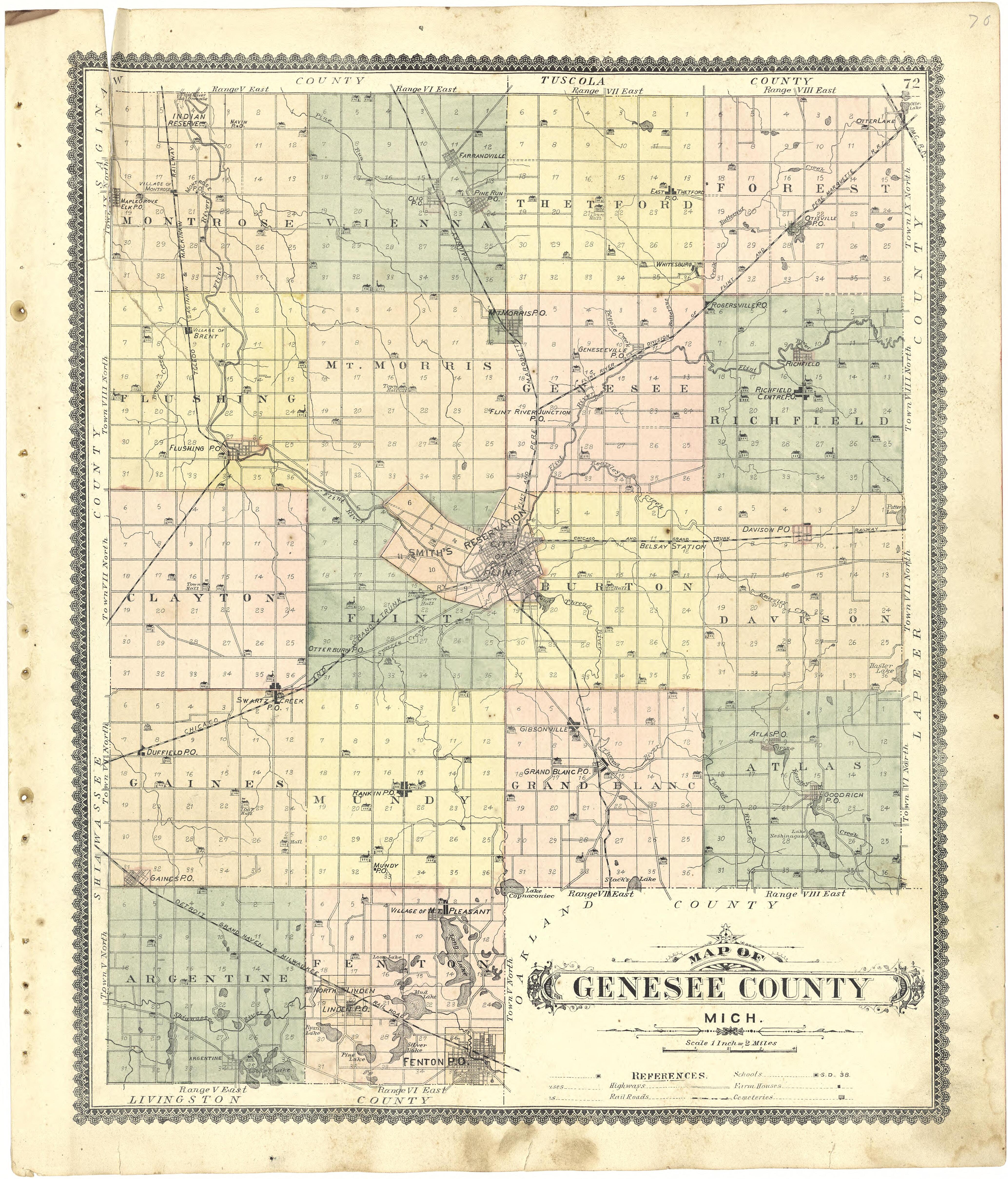 Old Map of , Michigan, Genesee County [1889] Map of Genesee County ...