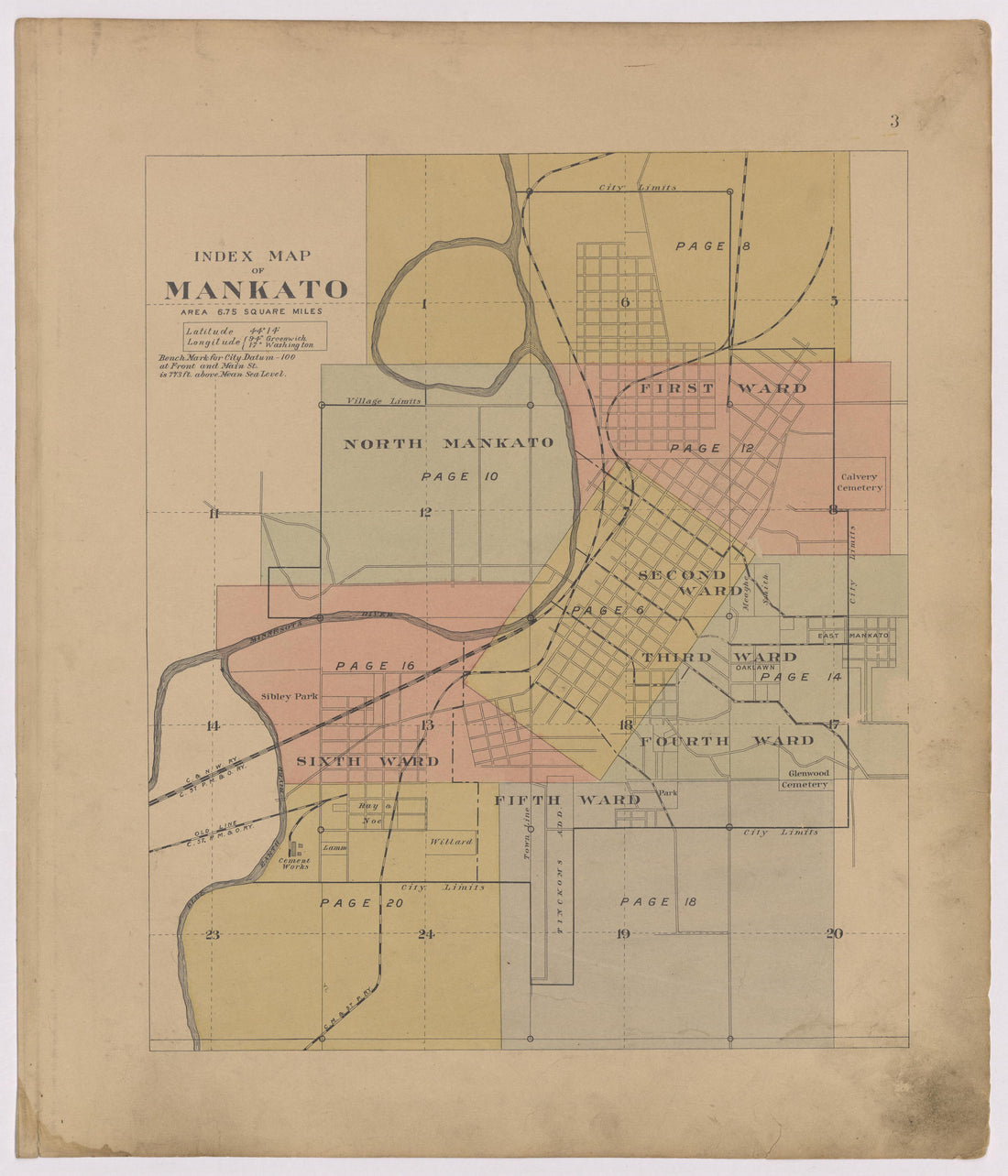 Image 4 of Atlas of Mankato, Minnesota from Atlas of Mankato, Minnesota : Compiled from Public Records and Plats and Personal Surveys : Also Maps of Madison Lake, Washington Lake, and Minneopa State Park 1921 by Relic Map Company