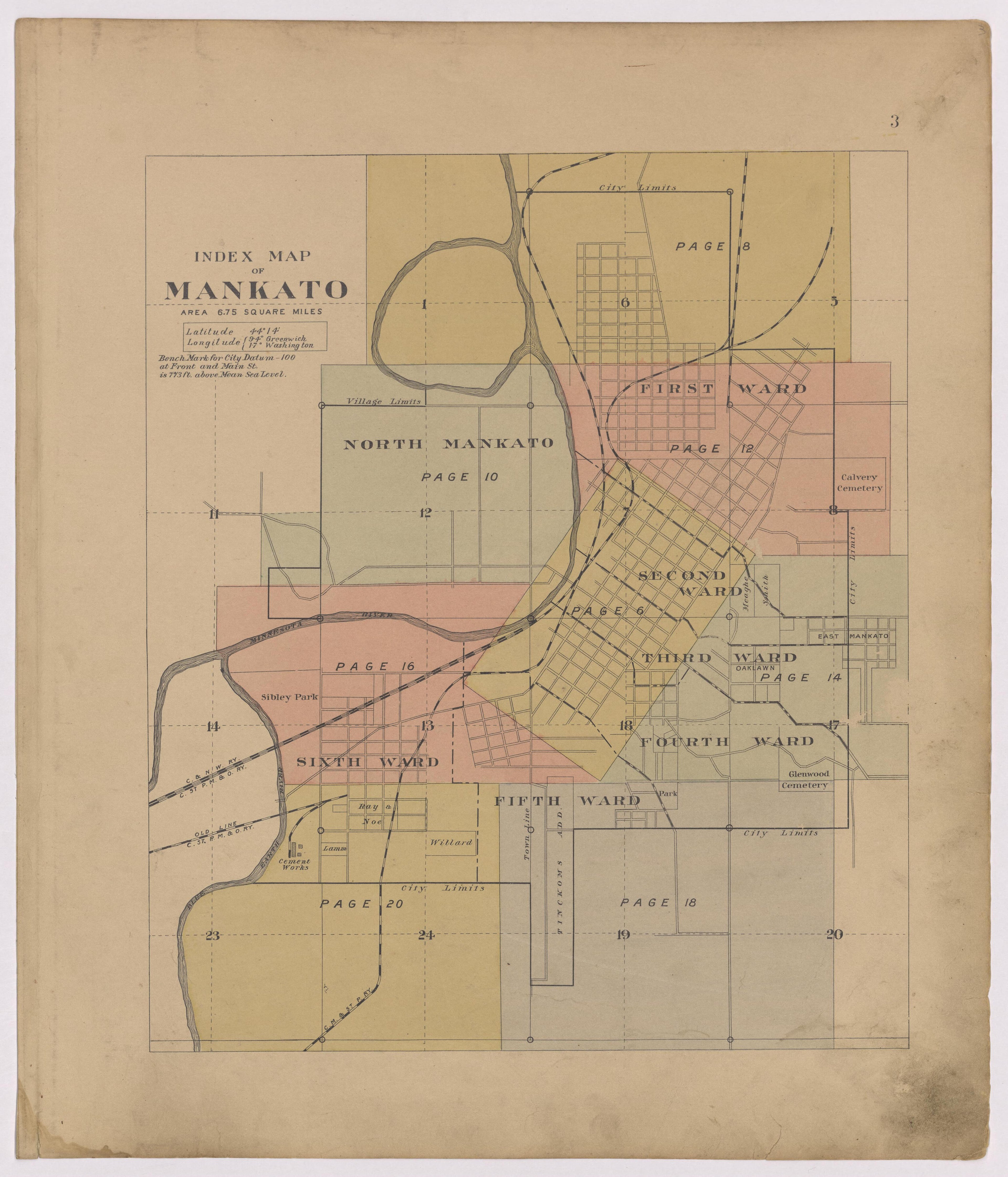Image 4 of Atlas of Mankato, Minnesota from Atlas of Mankato, Minnesota : Compiled from Public Records and Plats and Personal Surveys : Also Maps of Madison Lake, Washington Lake, and Minneopa State Park 1921 by Relic Map Company