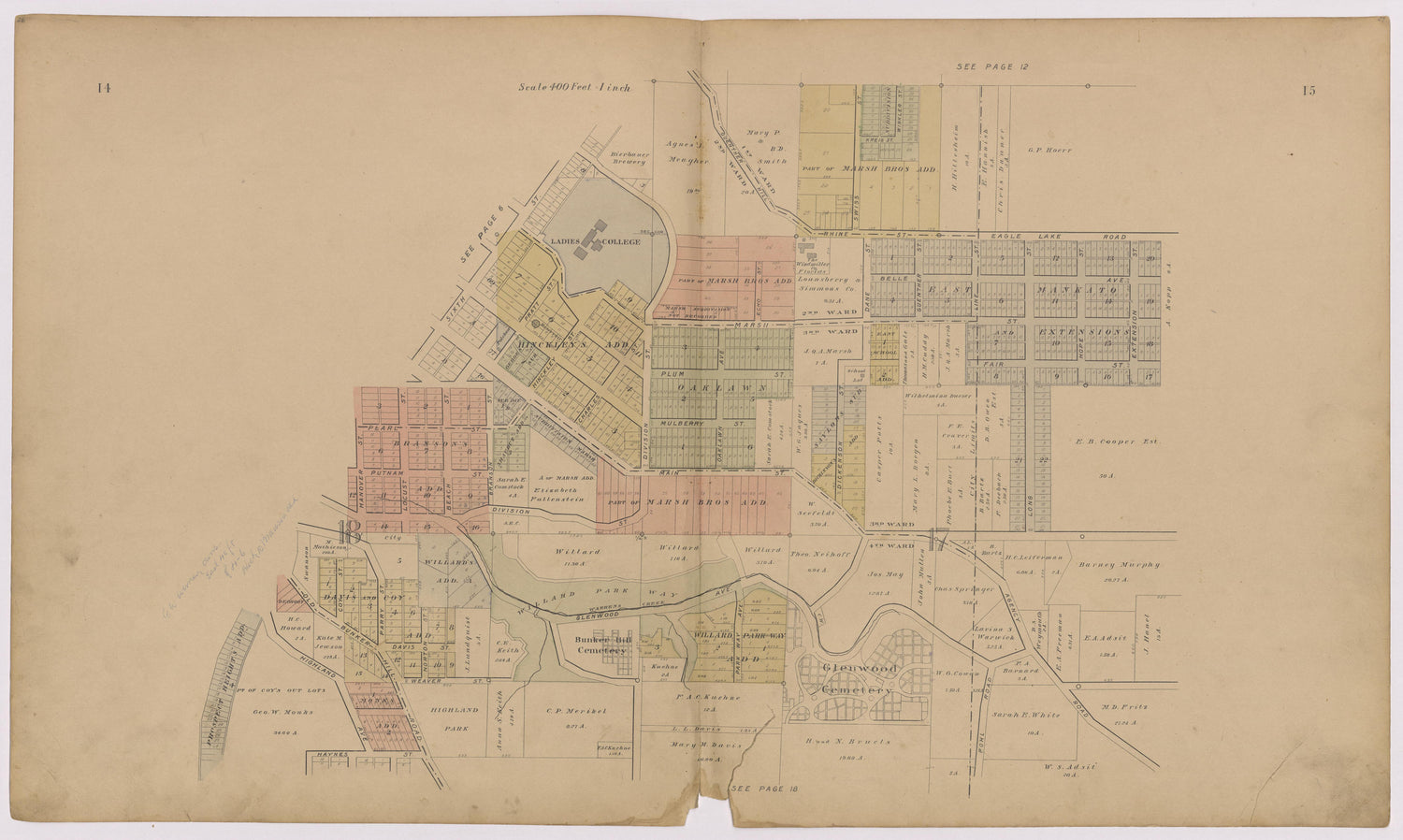 Image 11 of Atlas of Mankato, Minnesota from Atlas of Mankato, Minnesota : Compiled from Public Records and Plats and Personal Surveys : Also Maps of Madison Lake, Washington Lake, and Minneopa State Park 1921 by Relic Map Company