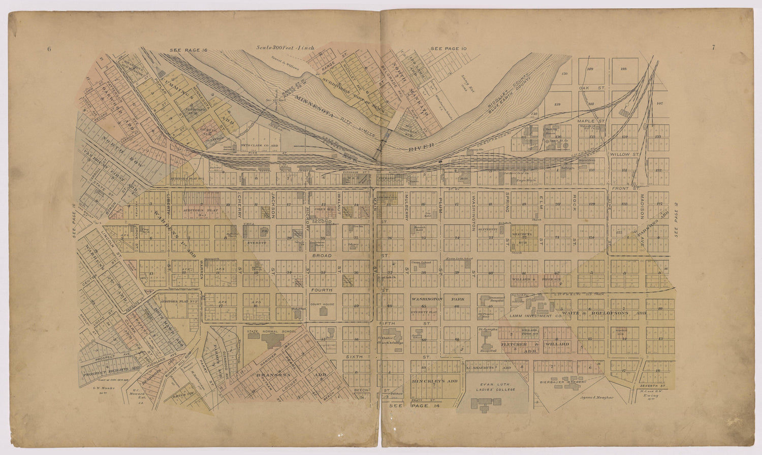 Image 7 of Atlas of Mankato, Minnesota from Atlas of Mankato, Minnesota : Compiled from Public Records and Plats and Personal Surveys : Also Maps of Madison Lake, Washington Lake, and Minneopa State Park 1921 by Relic Map Company