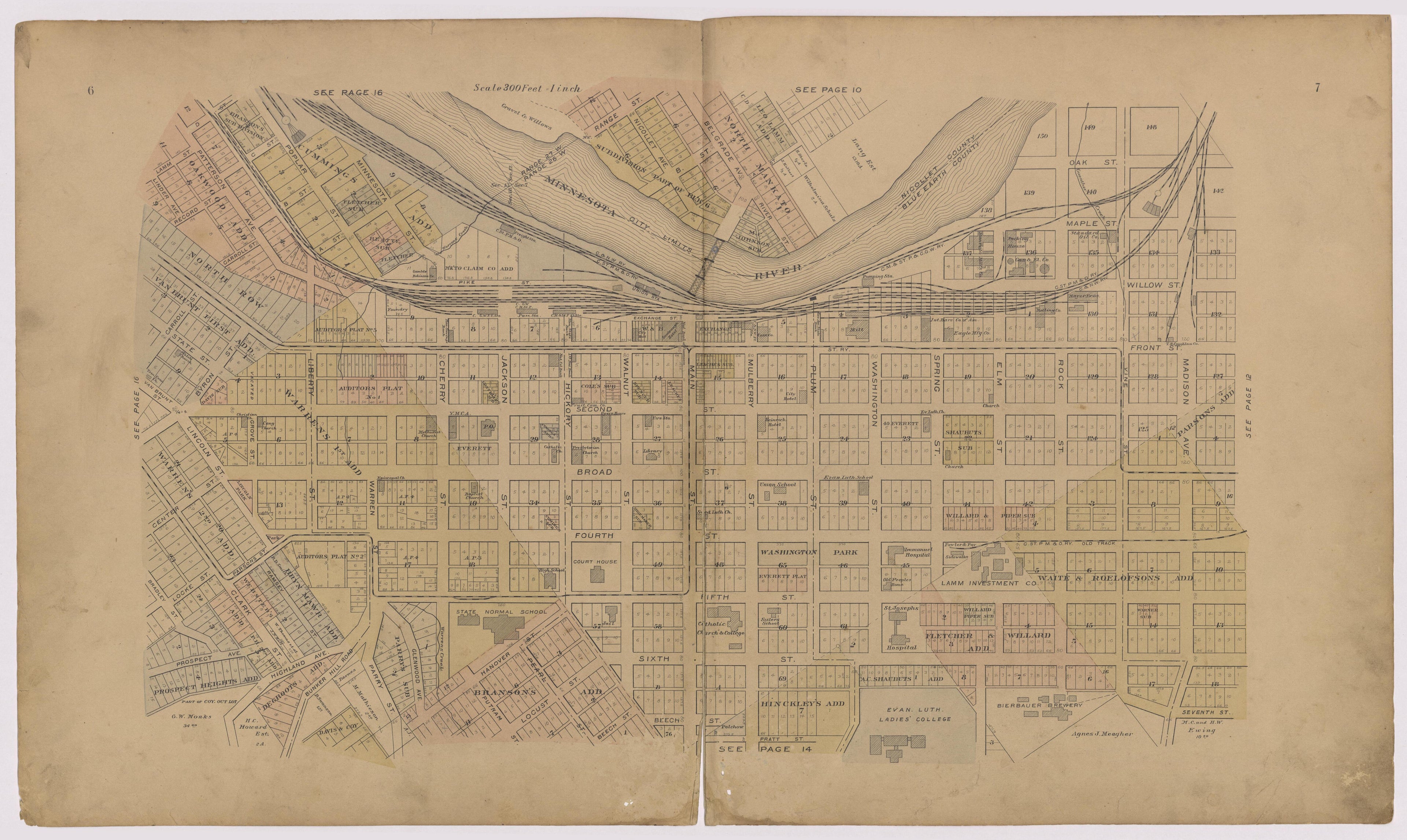 Image 7 of Atlas of Mankato, Minnesota from Atlas of Mankato, Minnesota : Compiled from Public Records and Plats and Personal Surveys : Also Maps of Madison Lake, Washington Lake, and Minneopa State Park 1921 by Relic Map Company