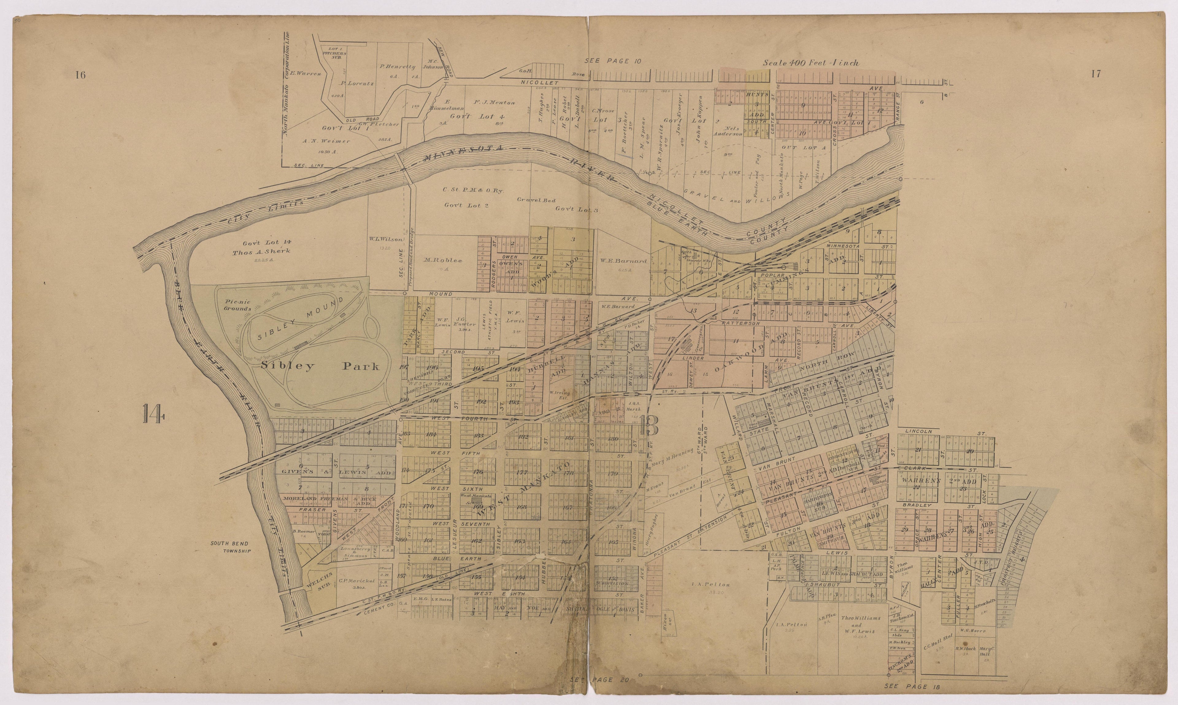Image 12 of Atlas of Mankato, Minnesota from Atlas of Mankato, Minnesota : Compiled from Public Records and Plats and Personal Surveys : Also Maps of Madison Lake, Washington Lake, and Minneopa State Park 1921 by Relic Map Company