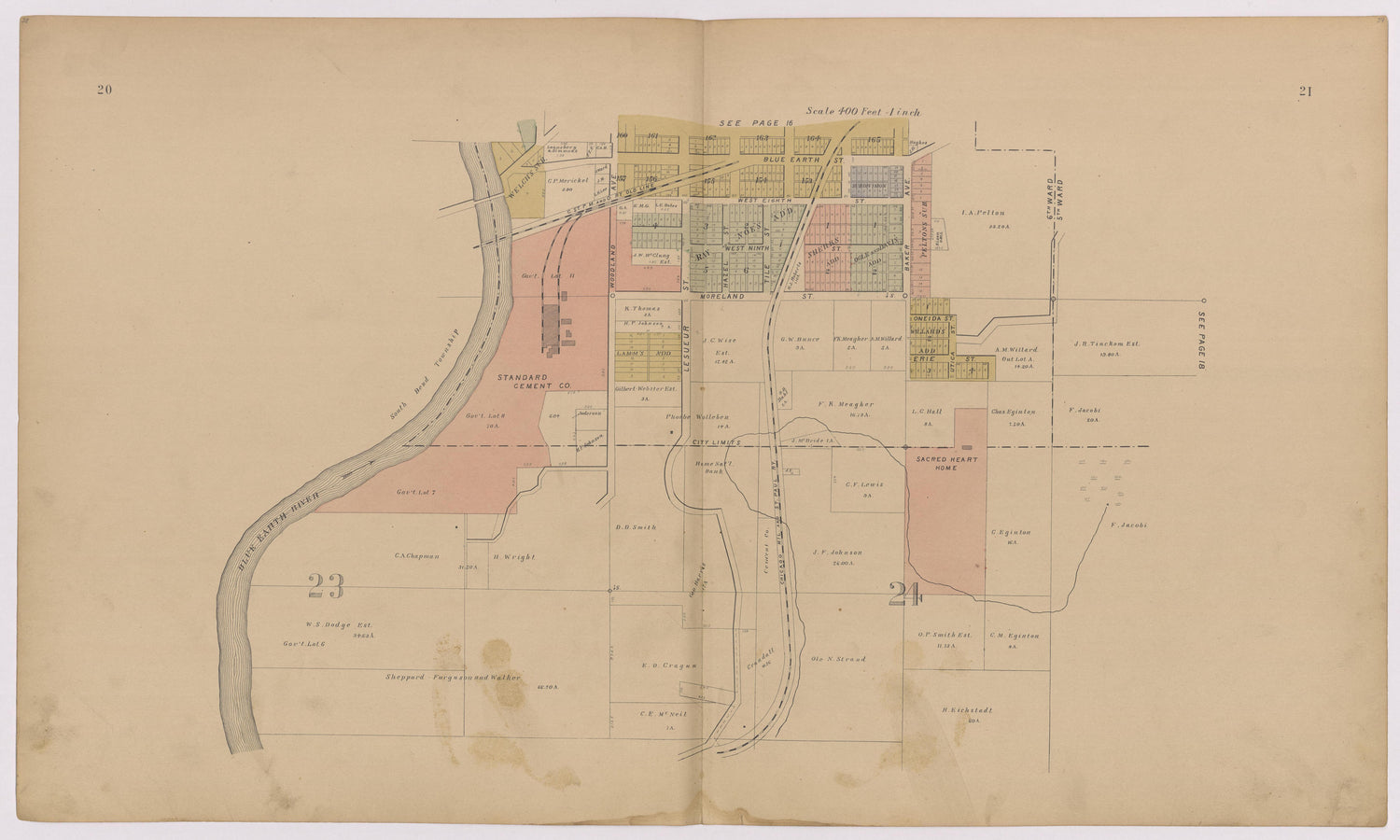Image 14 of Atlas of Mankato, Minnesota from Atlas of Mankato, Minnesota : Compiled from Public Records and Plats and Personal Surveys : Also Maps of Madison Lake, Washington Lake, and Minneopa State Park 1921 by Relic Map Company