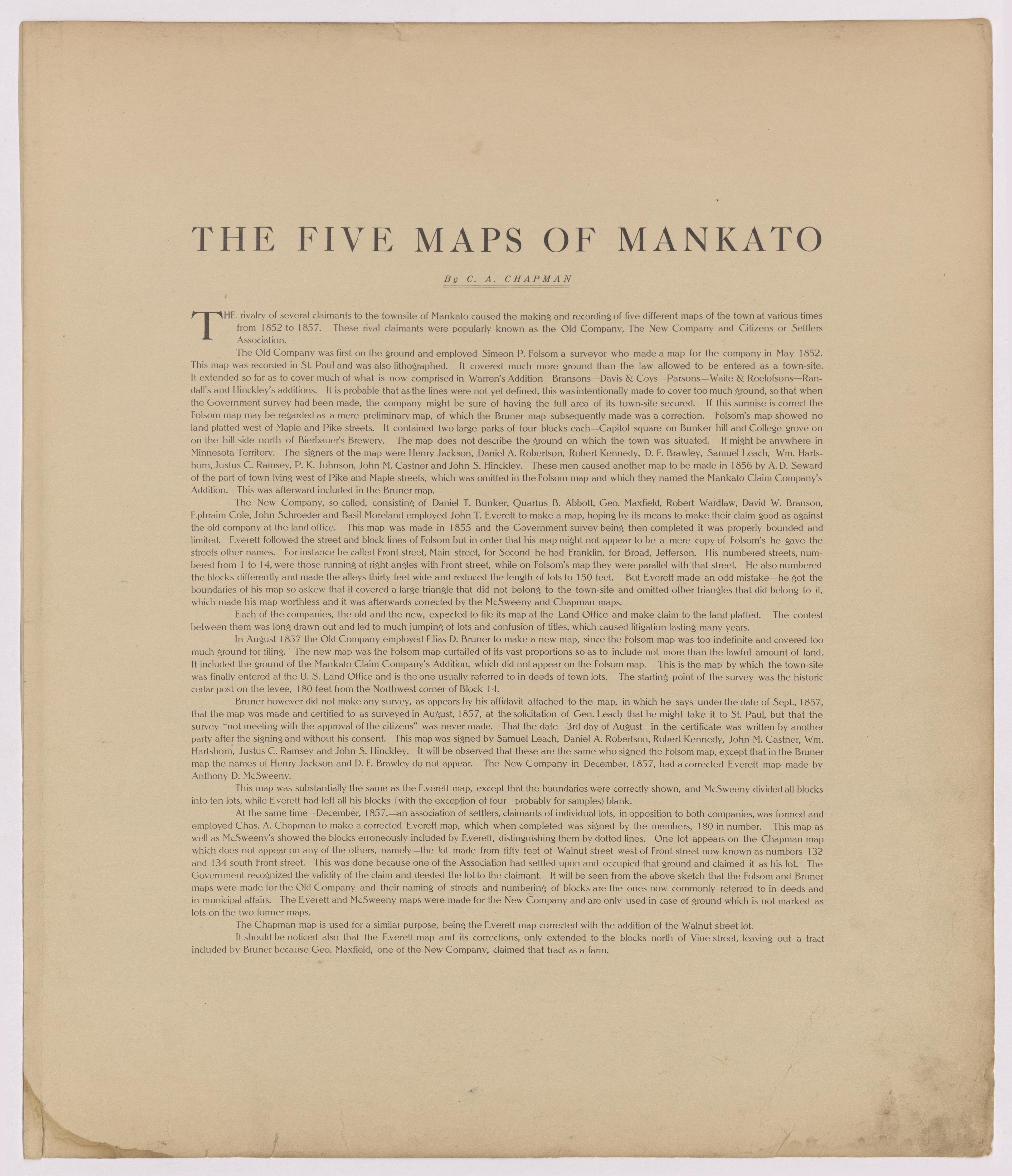 Image 6 of Atlas of Mankato, Minnesota from Atlas of Mankato, Minnesota : Compiled from Public Records and Plats and Personal Surveys : Also Maps of Madison Lake, Washington Lake, and Minneopa State Park 1921 by Relic Map Company