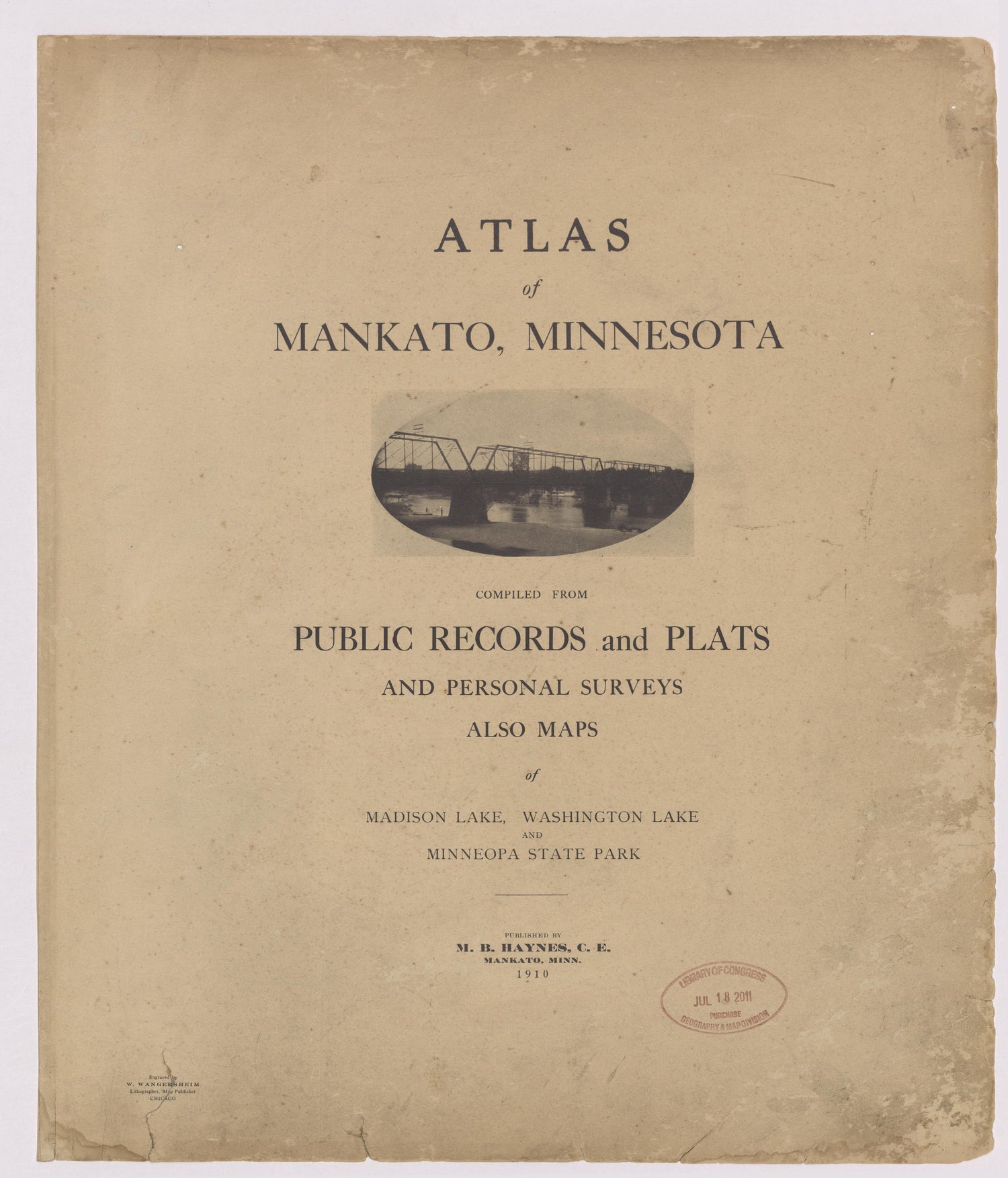 Image 2 of Atlas of Mankato, Minnesota from Atlas of Mankato, Minnesota : Compiled from Public Records and Plats and Personal Surveys : Also Maps of Madison Lake, Washington Lake, and Minneopa State Park 1921 by Relic Map Company