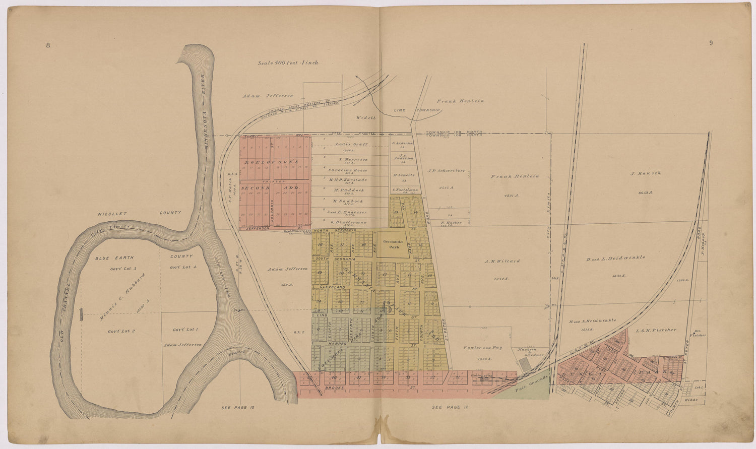Image 8 of Atlas of Mankato, Minnesota from Atlas of Mankato, Minnesota : Compiled from Public Records and Plats and Personal Surveys : Also Maps of Madison Lake, Washington Lake, and Minneopa State Park 1921 by Relic Map Company
