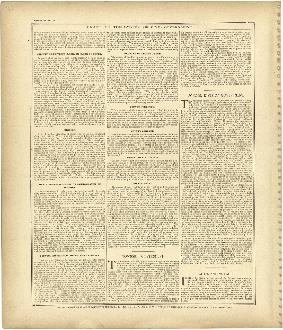 Digest of the System of Civil Government Continued from Standard Atlas of Monroe County, Illinois : Including a Plat Book of the Villages, Cities and Townships of the County, Map of the State, United States and World, Patrons Directory, Reference Busi... by Relic Map Company