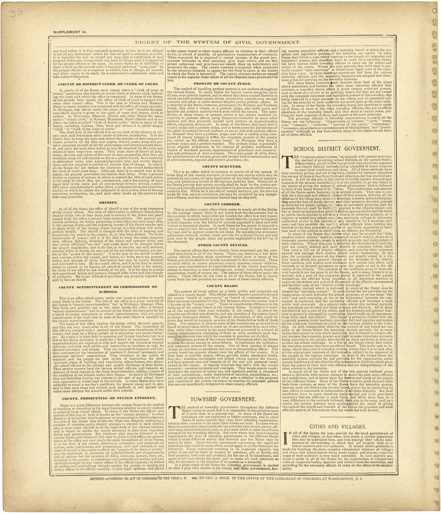 Digest of the System of Civil Government Continued from Standard Atlas of Monroe County, Illinois : Including a Plat Book of the Villages, Cities and Townships of the County, Map of the State, United States and World, Patrons Directory, Reference Busi... by Relic Map Company