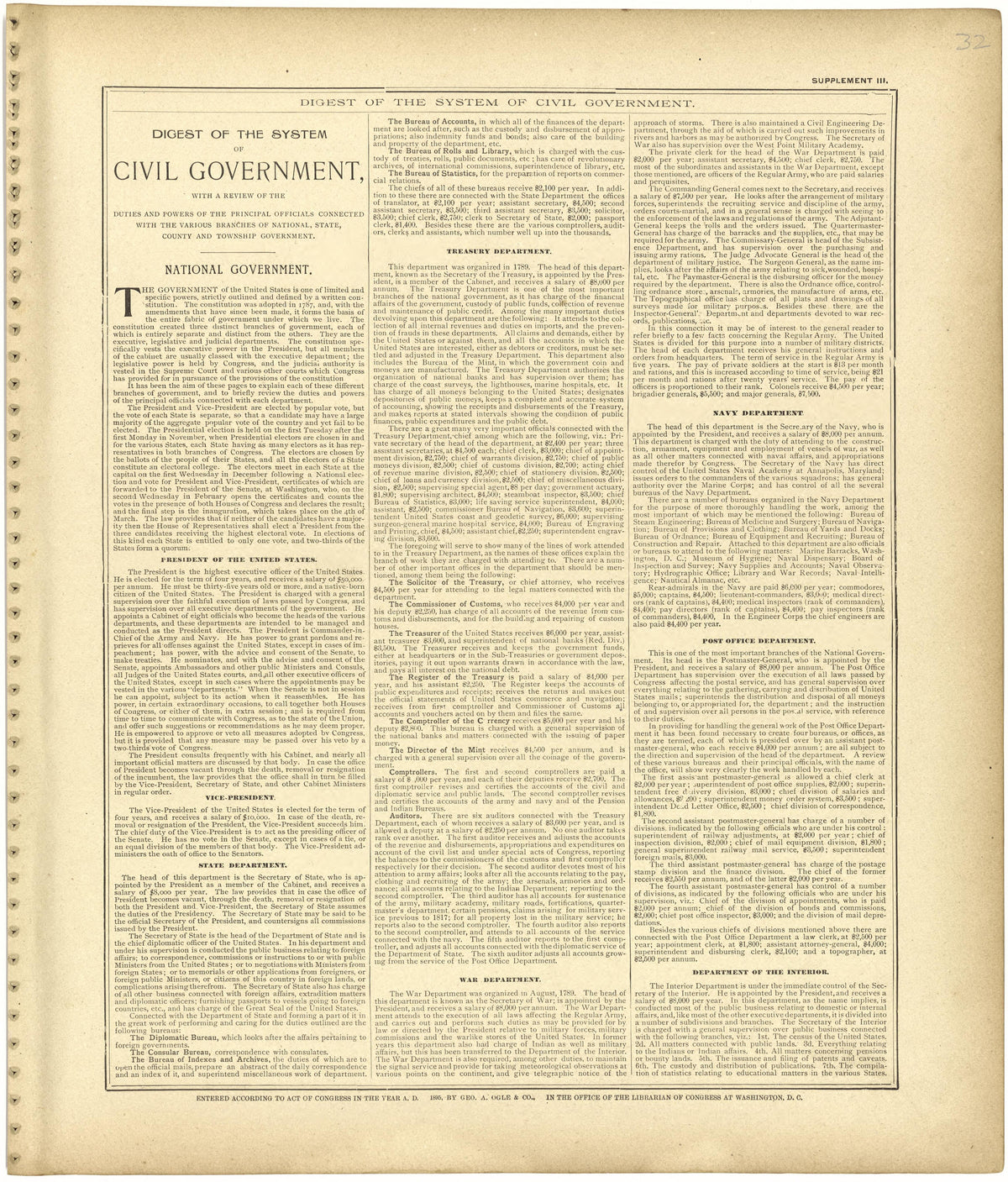 Digest of the System of Civil Government from Standard Atlas of Monroe County, Illinois : Including a Plat Book of the Villages, Cities and Townships of the County, Map of the State, United States and World, Patrons Directory, Reference Business … 1901 by Relic Map Company