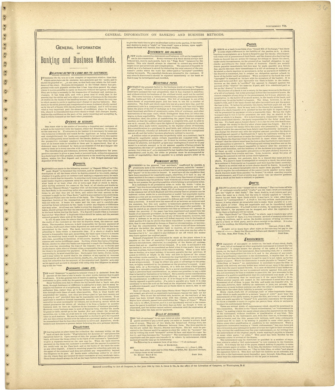 General Information On Banking and Business Methods from Standard Atlas of Monroe County, Illinois : Including a Plat Book of the Villages, Cities and Townships of the County, Map of the State, United States and World, Patrons Directory, Reference Bus... by Relic Map Company