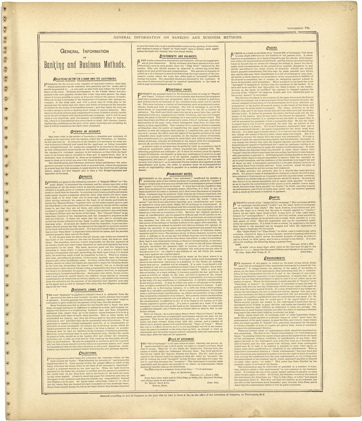 General Information On Banking and Business Methods from Standard Atlas of Monroe County, Illinois : Including a Plat Book of the Villages, Cities and Townships of the County, Map of the State, United States and World, Patrons Directory, Reference Bus... by Relic Map Company