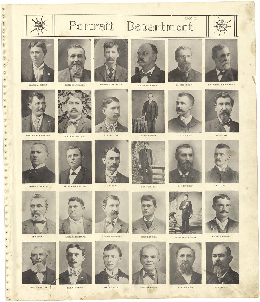 Portrait Department from Standard Atlas of Monroe County, Illinois : Including a Plat Book of the Villages, Cities and Townships of the County, Map of the State, United States and World, Patrons Directory, Reference Business … 1901 by Relic Map Company