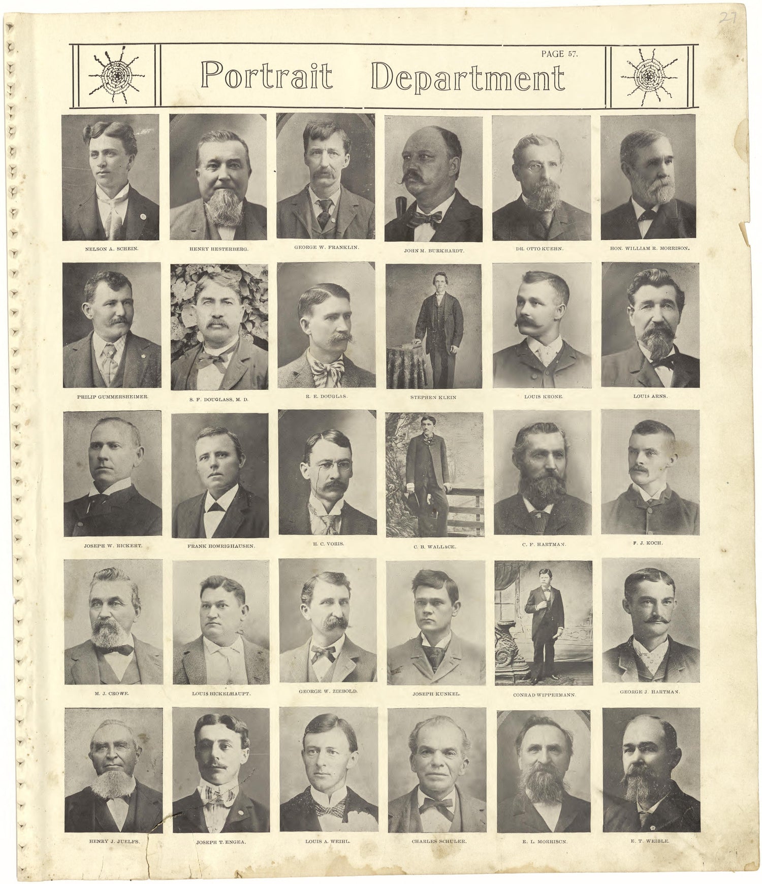 Portrait Department from Standard Atlas of Monroe County, Illinois : Including a Plat Book of the Villages, Cities and Townships of the County, Map of the State, United States and World, Patrons Directory, Reference Business … 1901 by Relic Map Company