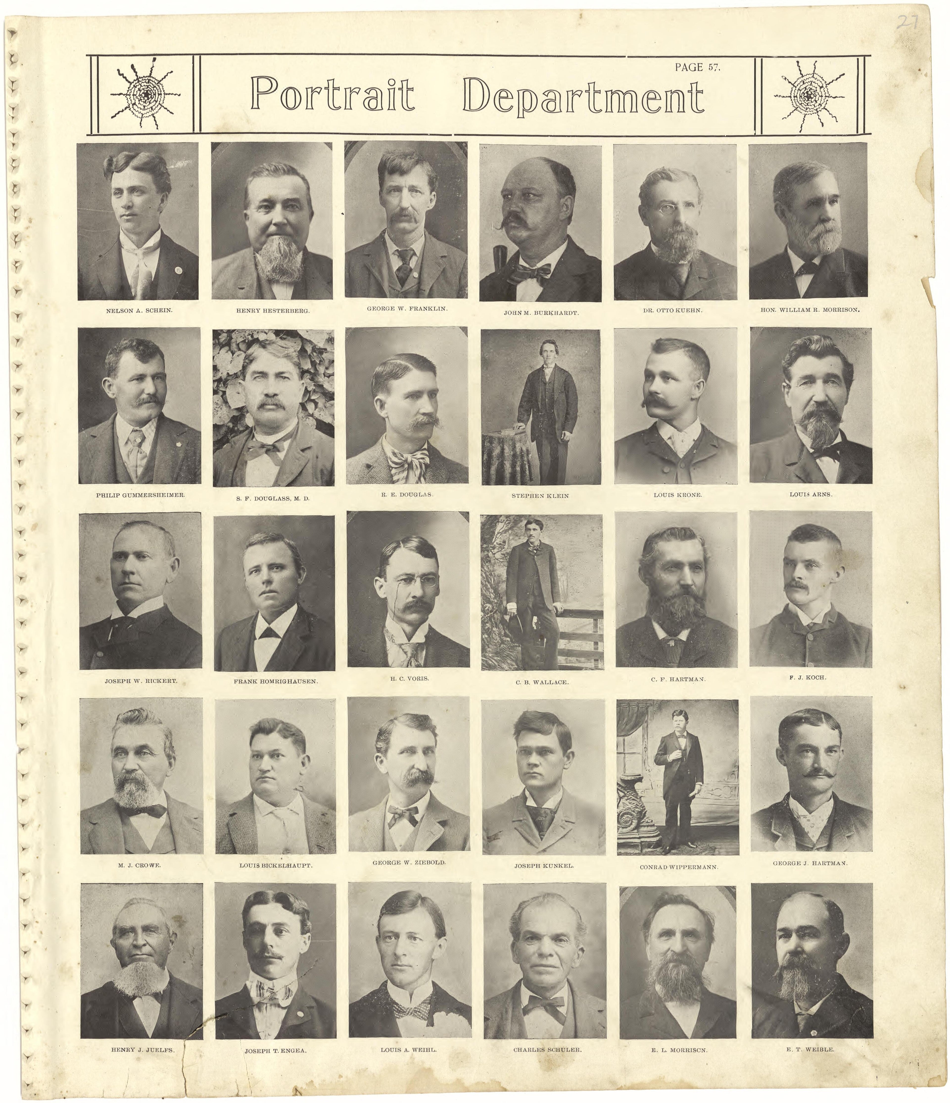 Portrait Department from Standard Atlas of Monroe County, Illinois : Including a Plat Book of the Villages, Cities and Townships of the County, Map of the State, United States and World, Patrons Directory, Reference Business … 1901 by Relic Map Company