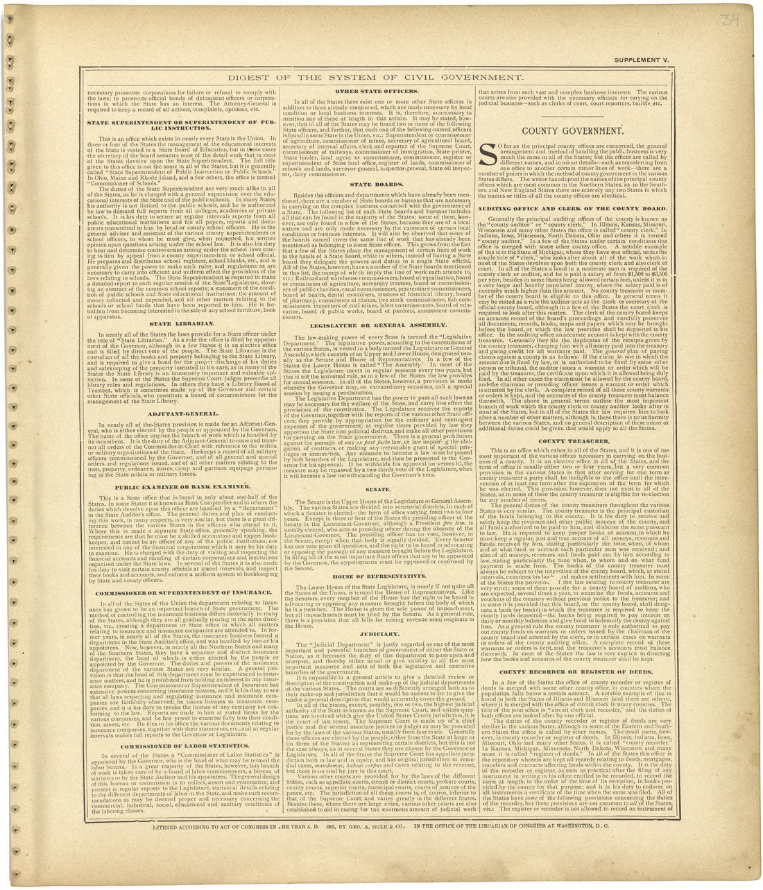 Digest of the System of Civil Government Continued from Standard Atlas of Monroe County, Illinois : Including a Plat Book of the Villages, Cities and Townships of the County, Map of the State, United States and World, Patrons Directory, Reference Busi... by Relic Map Company