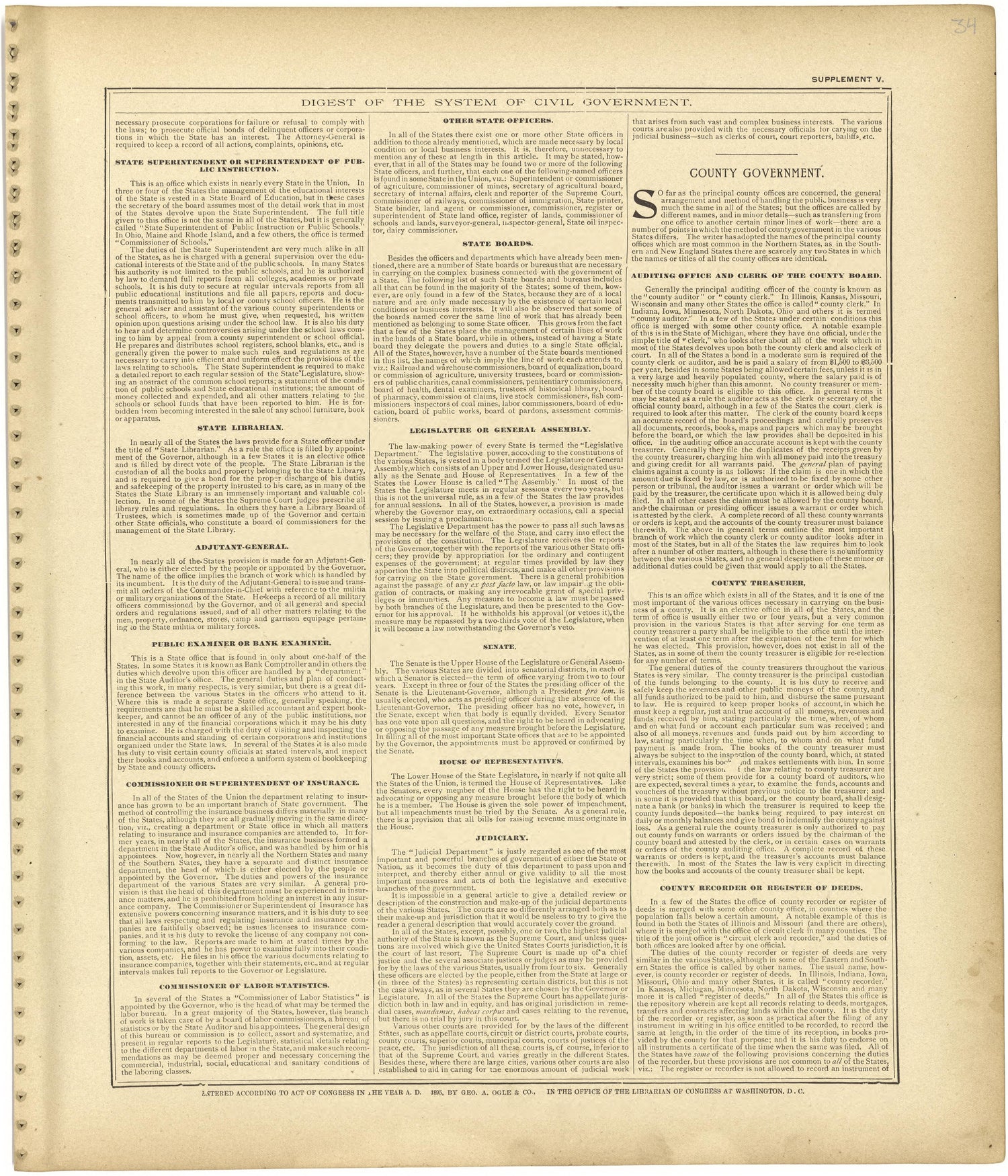 Digest of the System of Civil Government Continued from Standard Atlas of Monroe County, Illinois : Including a Plat Book of the Villages, Cities and Townships of the County, Map of the State, United States and World, Patrons Directory, Reference Busi... by Relic Map Company