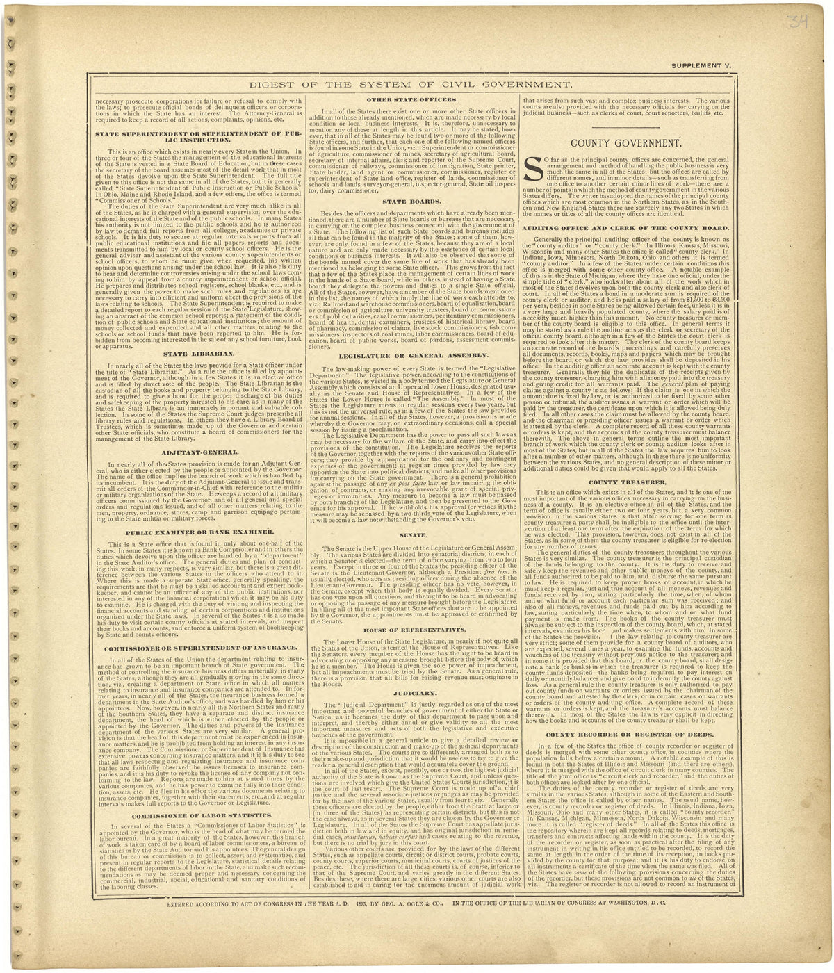 Digest of the System of Civil Government Continued from Standard Atlas of Monroe County, Illinois : Including a Plat Book of the Villages, Cities and Townships of the County, Map of the State, United States and World, Patrons Directory, Reference Busi... by Relic Map Company