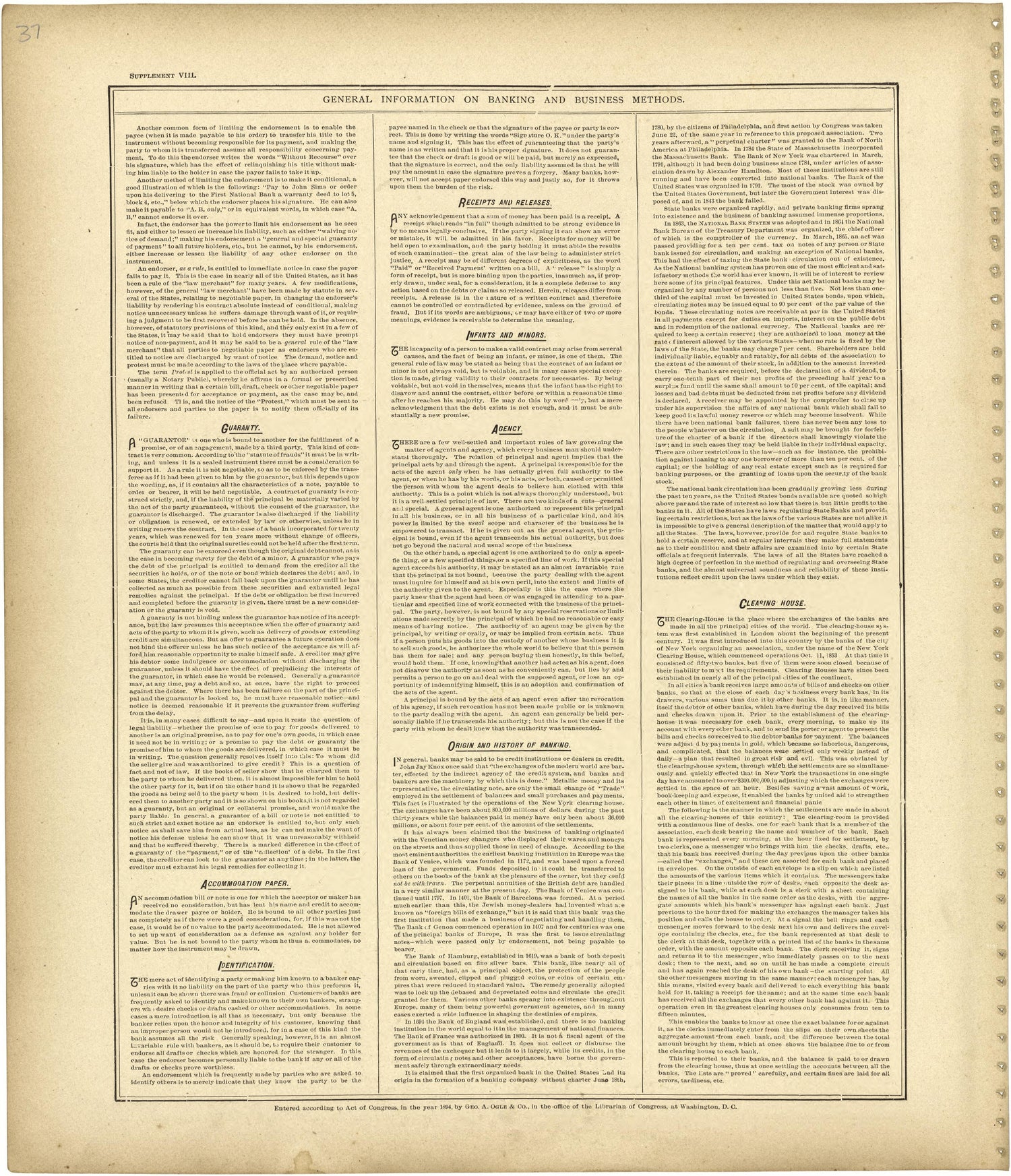 General Information On Banking and Business Methods Continued from Standard Atlas of Monroe County, Illinois : Including a Plat Book of the Villages, Cities and Townships of the County, Map of the State, United States and World, Patrons Directory, Ref... by Relic Map Company
