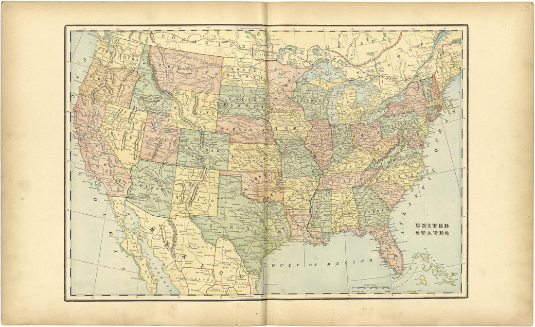 United States from Standard Atlas of Monroe County, Illinois : Including a Plat Book of the Villages, Cities and Townships of the County, Map of the State, United States and World, Patrons Directory, Reference Business … 1901 by Relic Map Company
