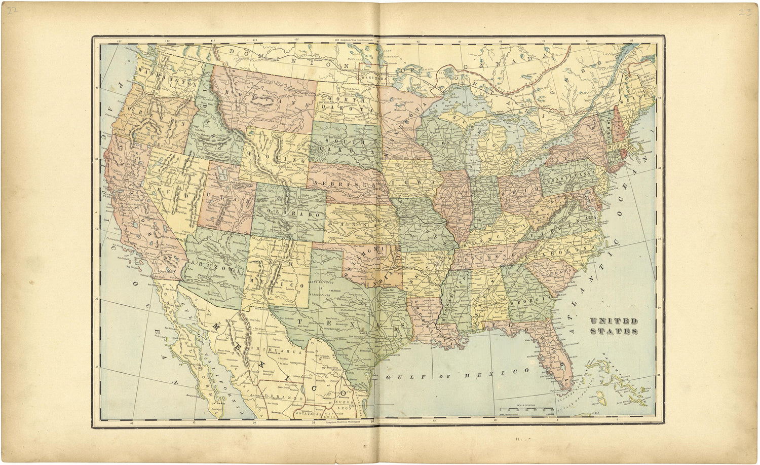 United States from Standard Atlas of Monroe County, Illinois : Including a Plat Book of the Villages, Cities and Townships of the County, Map of the State, United States and World, Patrons Directory, Reference Business … 1901 by Relic Map Company