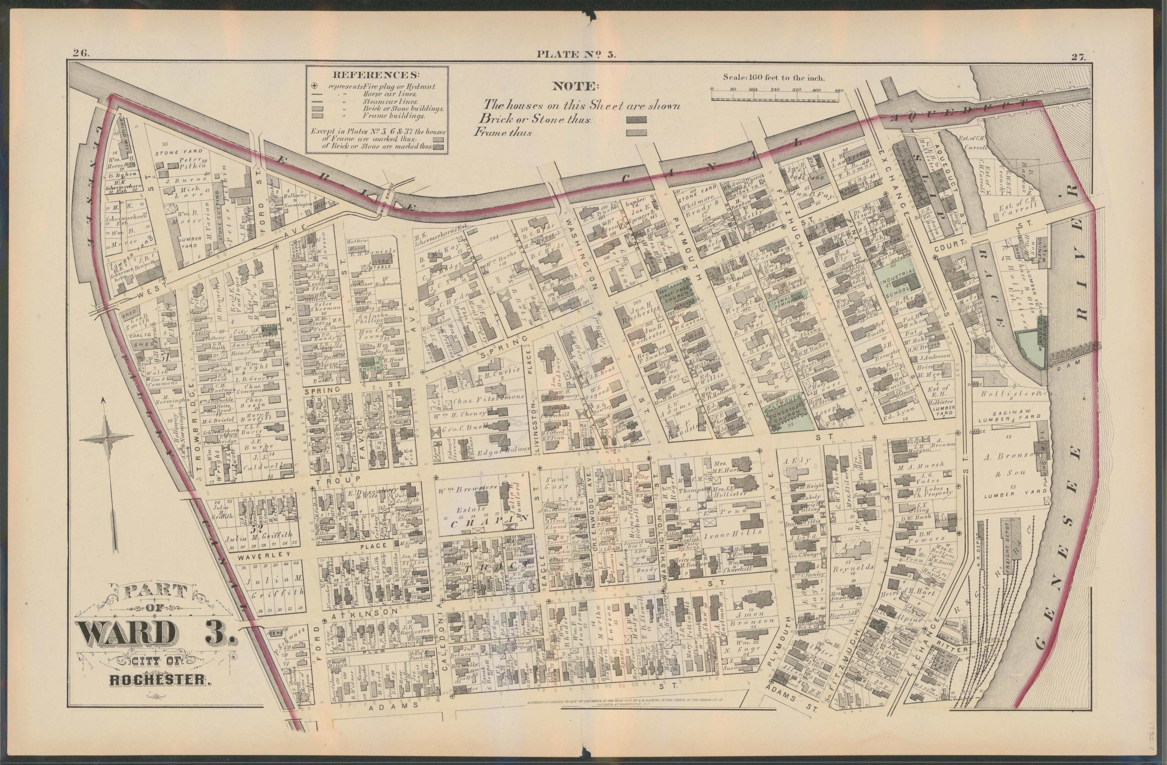 Image 7 of City Atlas of Rochester, New York (maps Only) from City Atlas of Rochester, New York : from Official Records, Private Plans and Actual Surveys, Based Upon Plans Deposited In the Department of Surveys 1875 by Relic Map Company