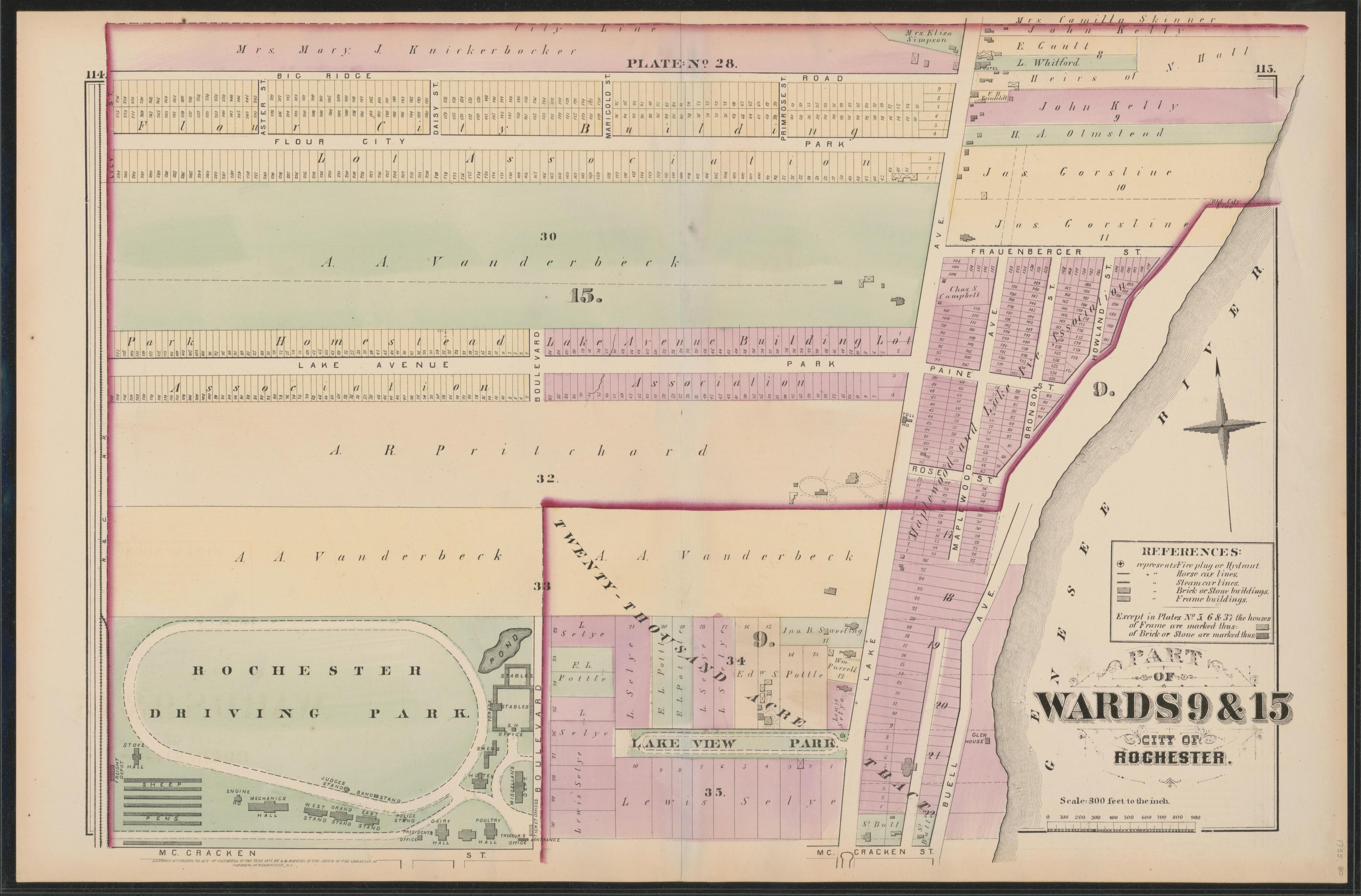 Image 29 of City Atlas of Rochester, New York (maps Only) from City Atlas of Rochester, New York : from Official Records, Private Plans and Actual Surveys, Based Upon Plans Deposited In the Department of Surveys 1875 by Relic Map Company