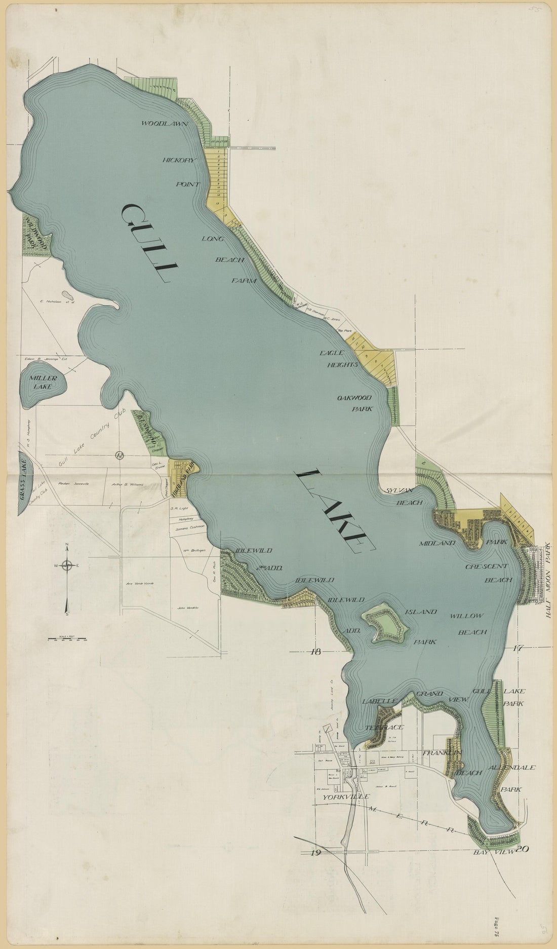 Gull Lake from Plat Book of Kalamazoo County, Michigan : Compiled from Surveys and the Public Records of Kalamazoo County, Michigan 1928 by Relic Map Company