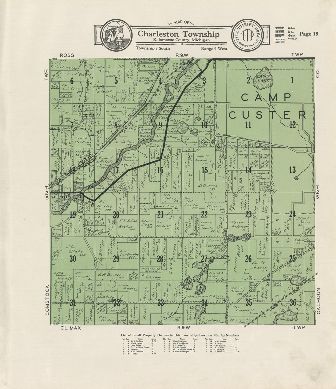 Map of Charleston Township from Plat Book of Kalamazoo County, Michigan : Compiled from Surveys and the Public Records of Kalamazoo County, Michigan 1928 by Relic Map Company