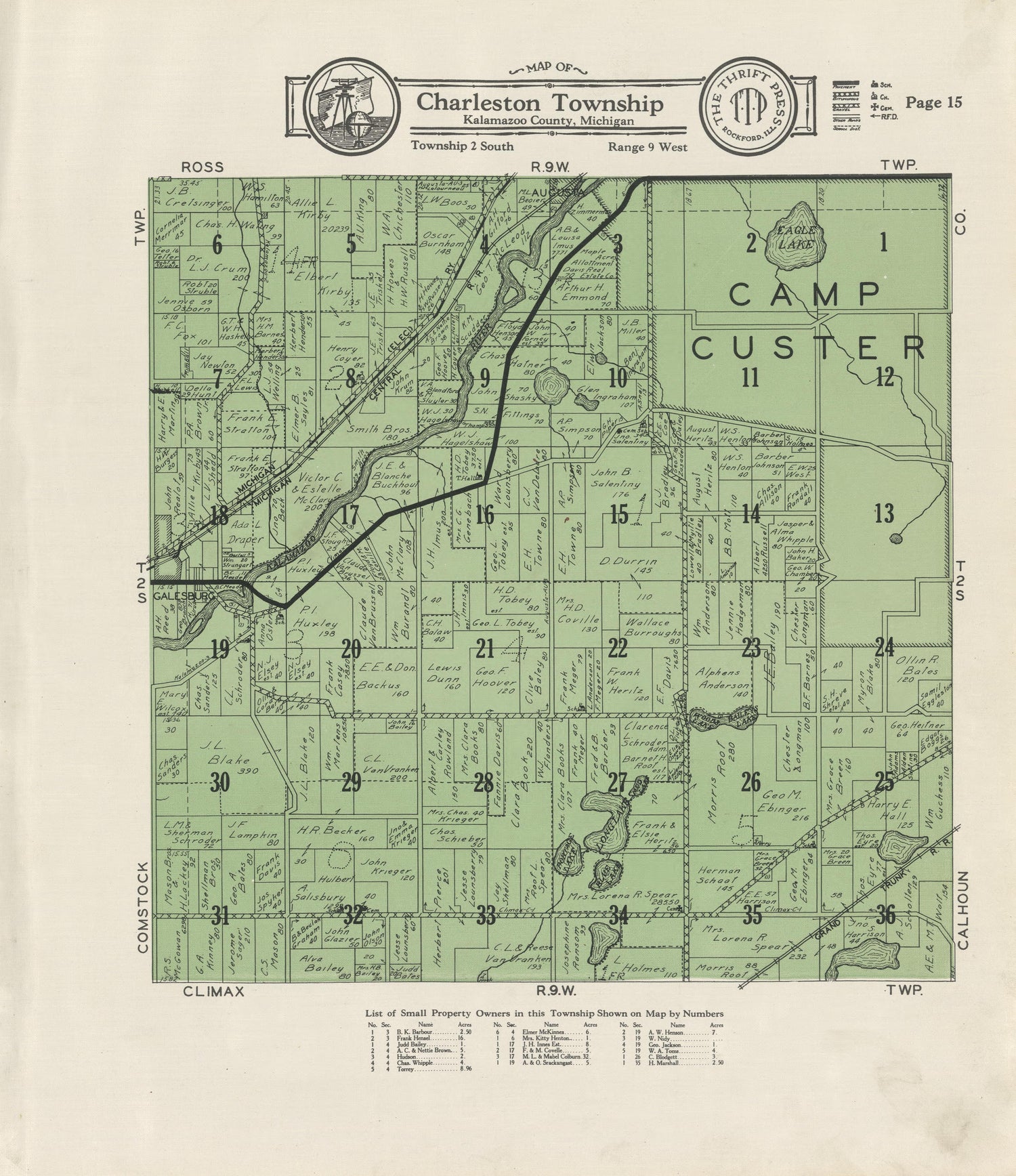 Map of Charleston Township from Plat Book of Kalamazoo County, Michigan : Compiled from Surveys and the Public Records of Kalamazoo County, Michigan 1928 by Relic Map Company