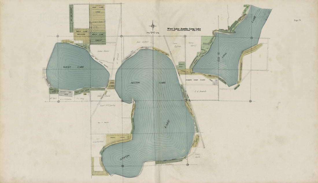 West Lake, Austin and Long Lake; Portage Township from Plat Book of Kalamazoo County, Michigan : Compiled from Surveys and the Public Records of Kalamazoo County, Michigan 1928 by Relic Map Company