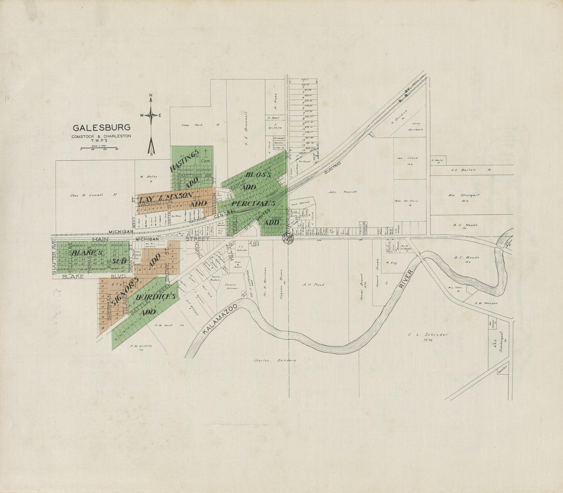 Galesburg, Comstock and Charleston Townships from Plat Book of Kalamazoo County, Michigan : Compiled from Surveys and the Public Records of Kalamazoo County, Michigan 1928 by Relic Map Company