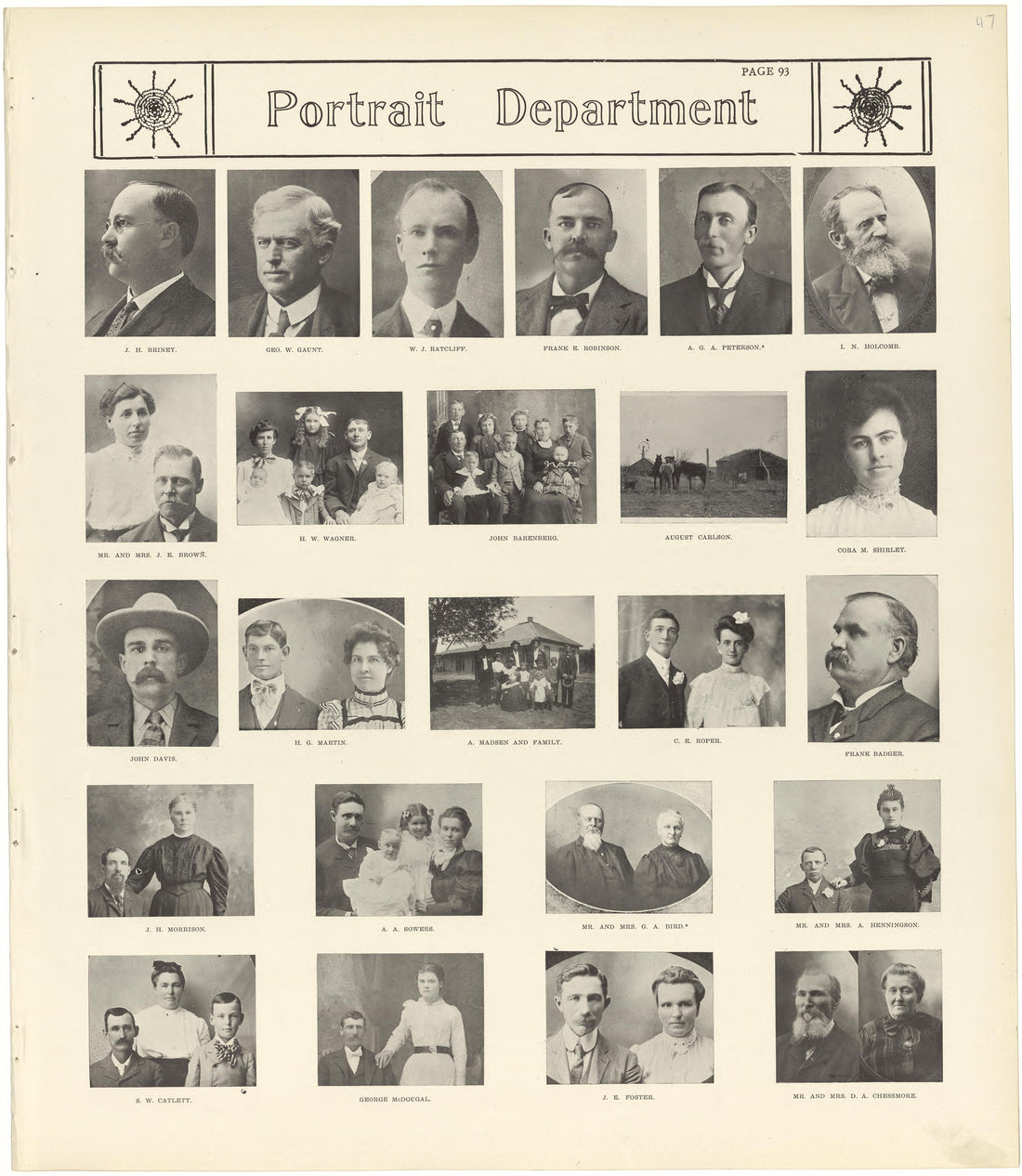 Portrait Department Continued from Standard Atlas of Rawlins County, Kansas : Including a Plat Book of the Villages, Cities and Townships of the County, Map of the State, United States and World, Patrons Directory, Reference Business … 1906 by Relic Map Company